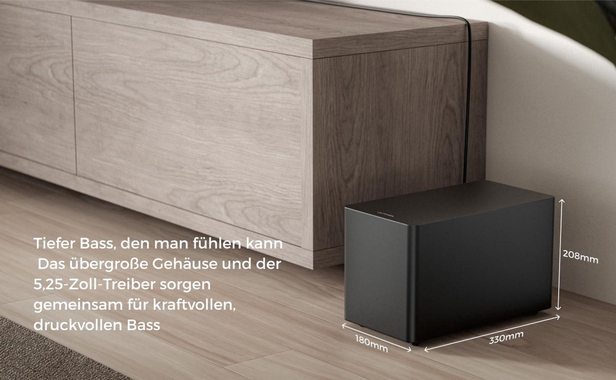 ULTIMEA 5.1 Dolby Atmos Soundbar, Heimkino-Soundsystem mit Subwoofer für TV, 300W Leistung, einstellbare Bassverstärkung, App-Steuerung, Bluetooth 5.4