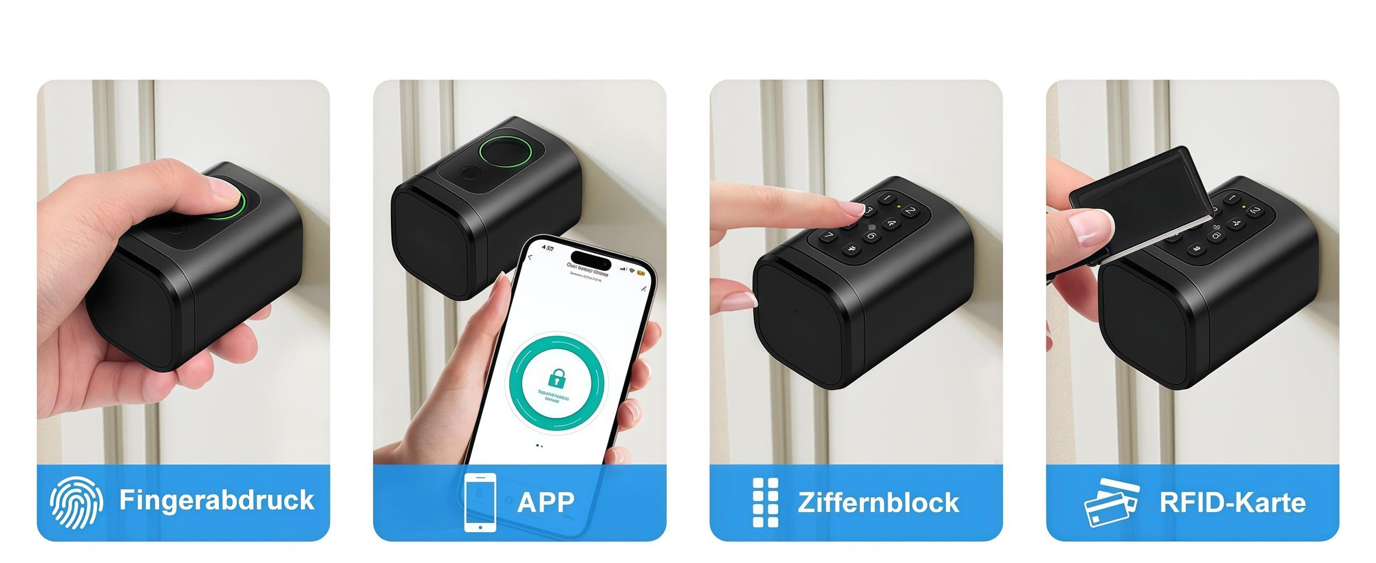 Smartes Türschloss Elektronischer Schließzylinder, Längenverstellbar (60-90mm) für Europrofil, 5-in-1 (Fingerabdruck, Tuya App, PIN, RFID, Schlüssel)