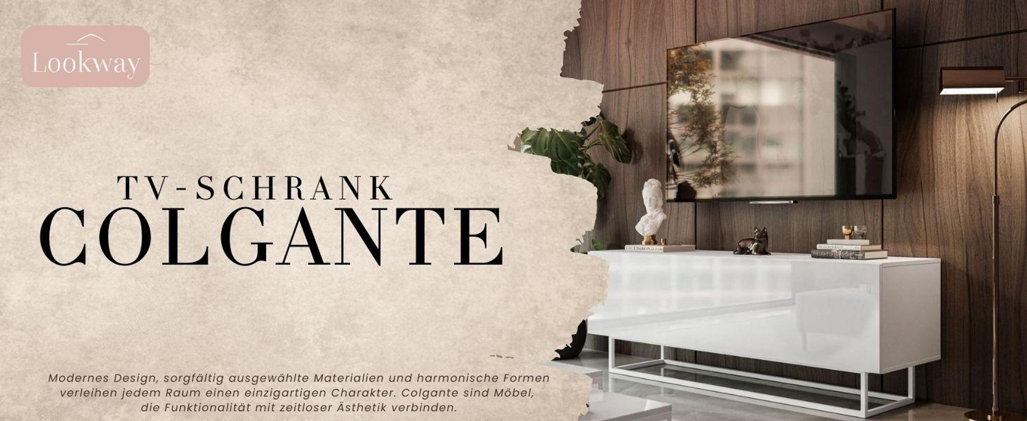 TV-Schrank COLGANTE 150 cm mit schwarzem Gestell