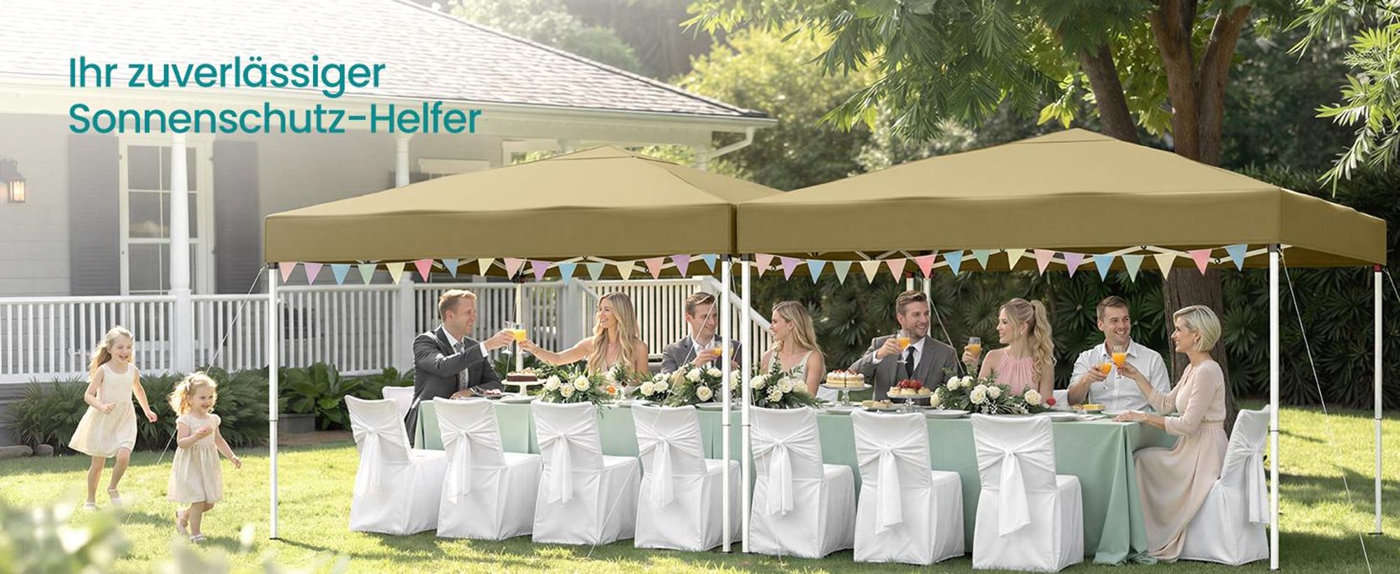 SONGMICS Faltzelt 3 x 3 m, stabil, tragbar, Pavillon für Garten, Hof, Markt, Sonnenschutz, beige