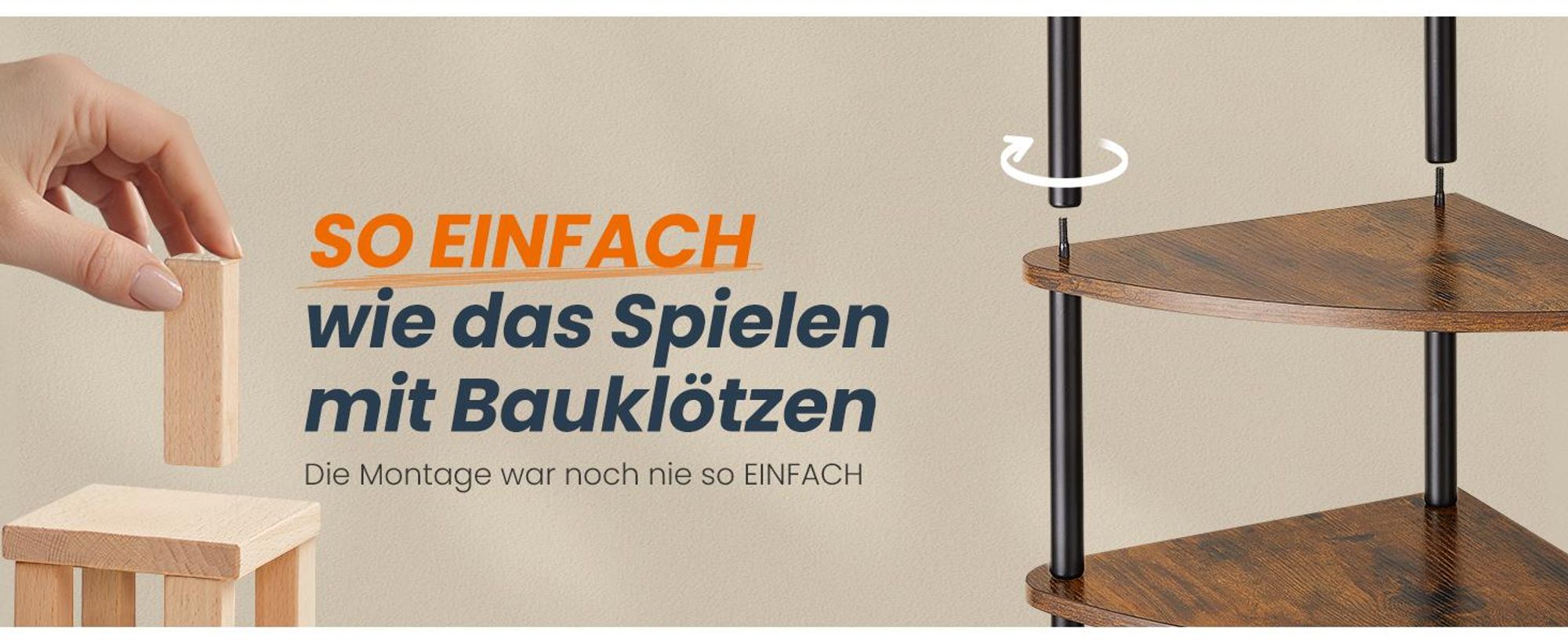 SONGMICS HOME Eckregal mit 5 Ebenen, superschnelle werkzeuglose Montage, Standregal