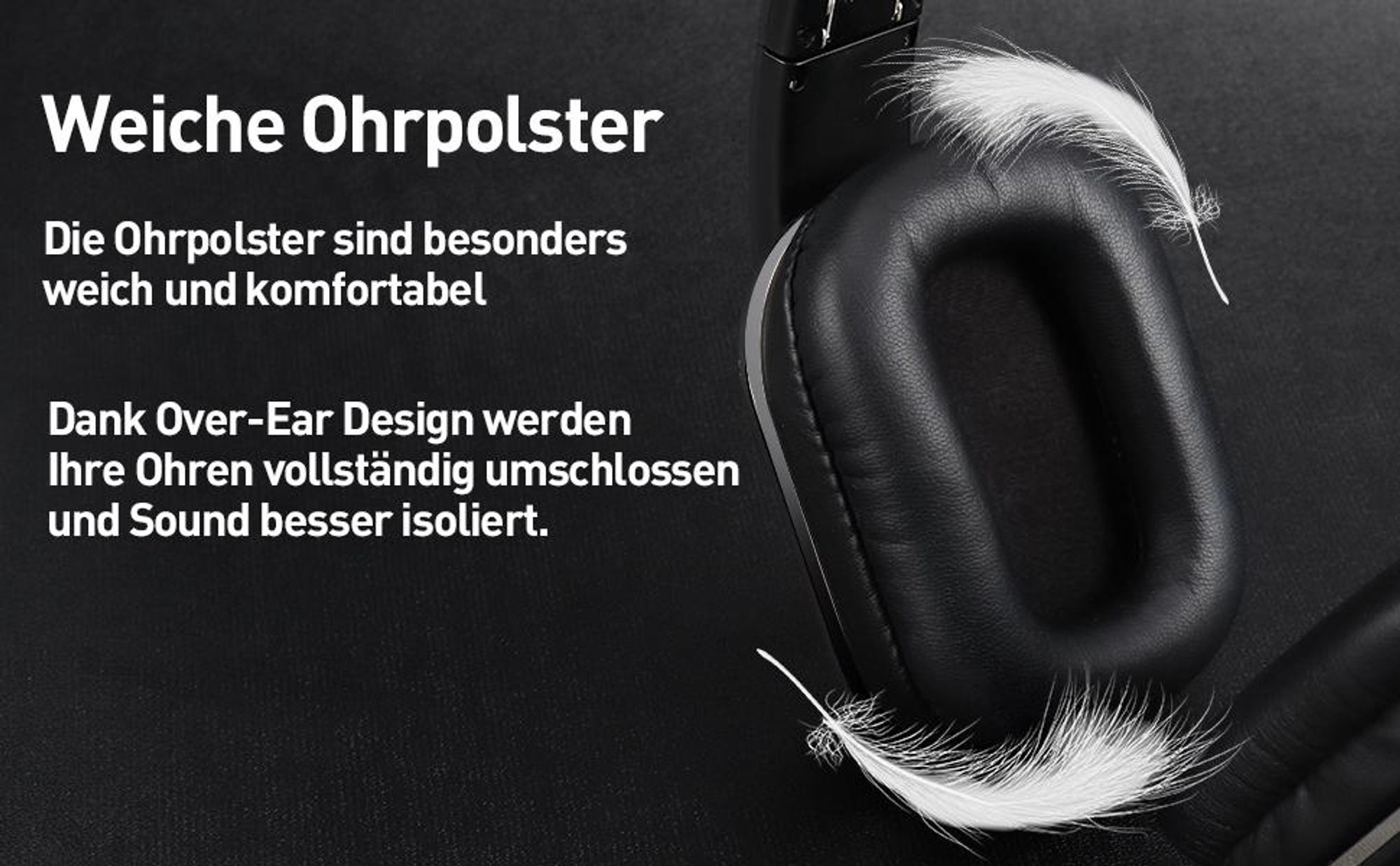 Over-Ear Kopfhörer Bluetooth 5.1, NFC, 20h Akku, Bass , Audio App - August EP650