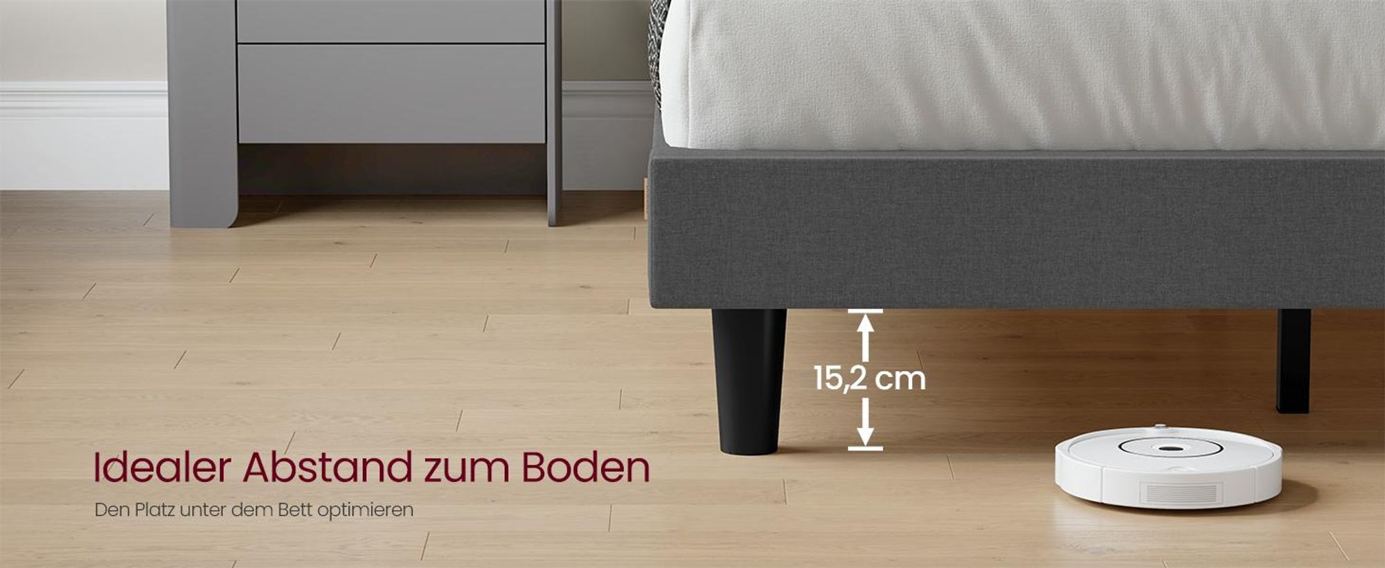 VASAGLE Bettgestell, Einzelbettgestell, passend für 90 x 200 cm Matratze, verstellbares gepolstertes Kopfteil, modern, grau