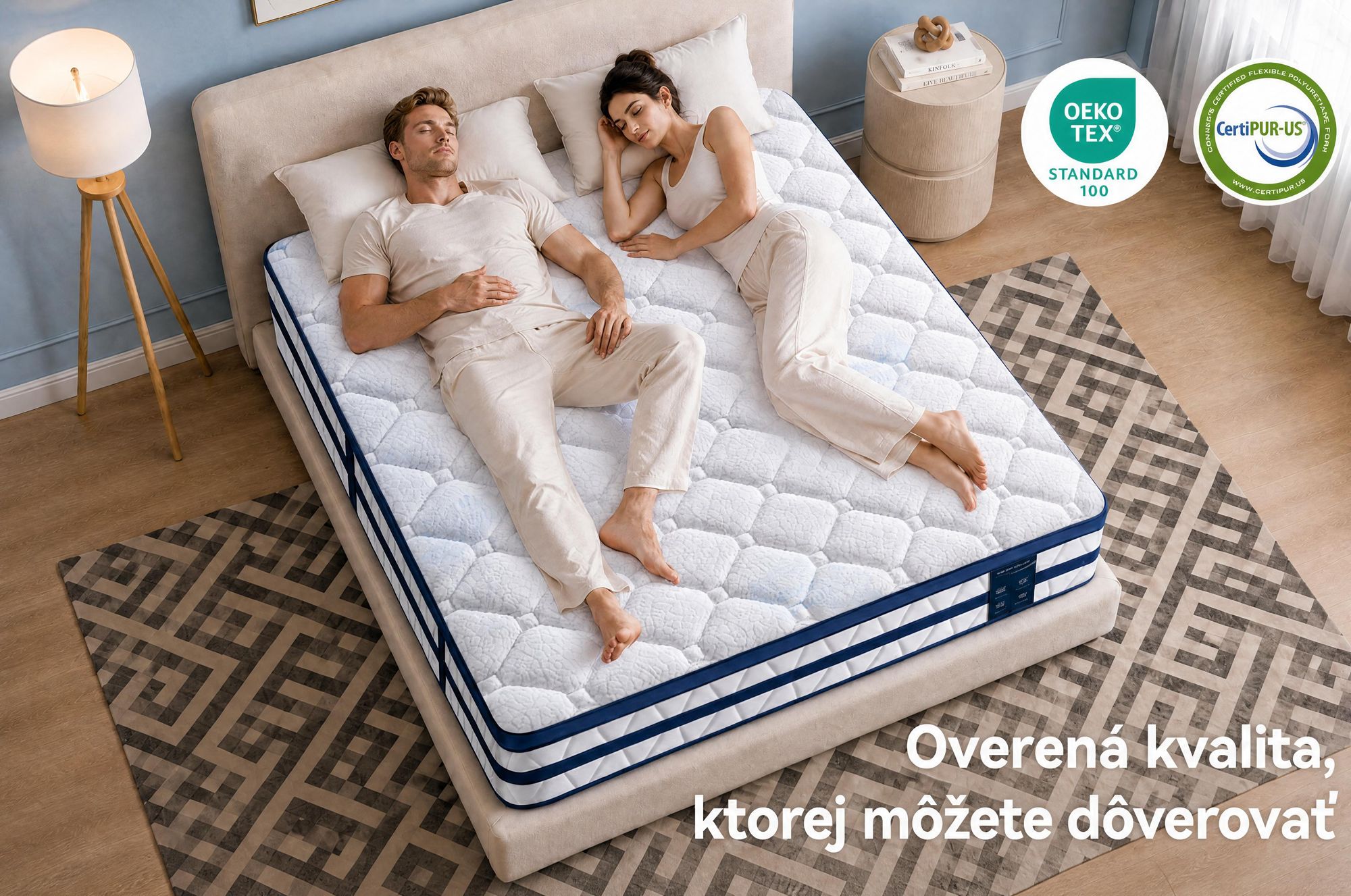 Matrac 90x200, 26 cm, s integrovaným topperom, 7-zónový vreckový pružinový matrac H3/H4 – prémiový poťah 420 g/m²