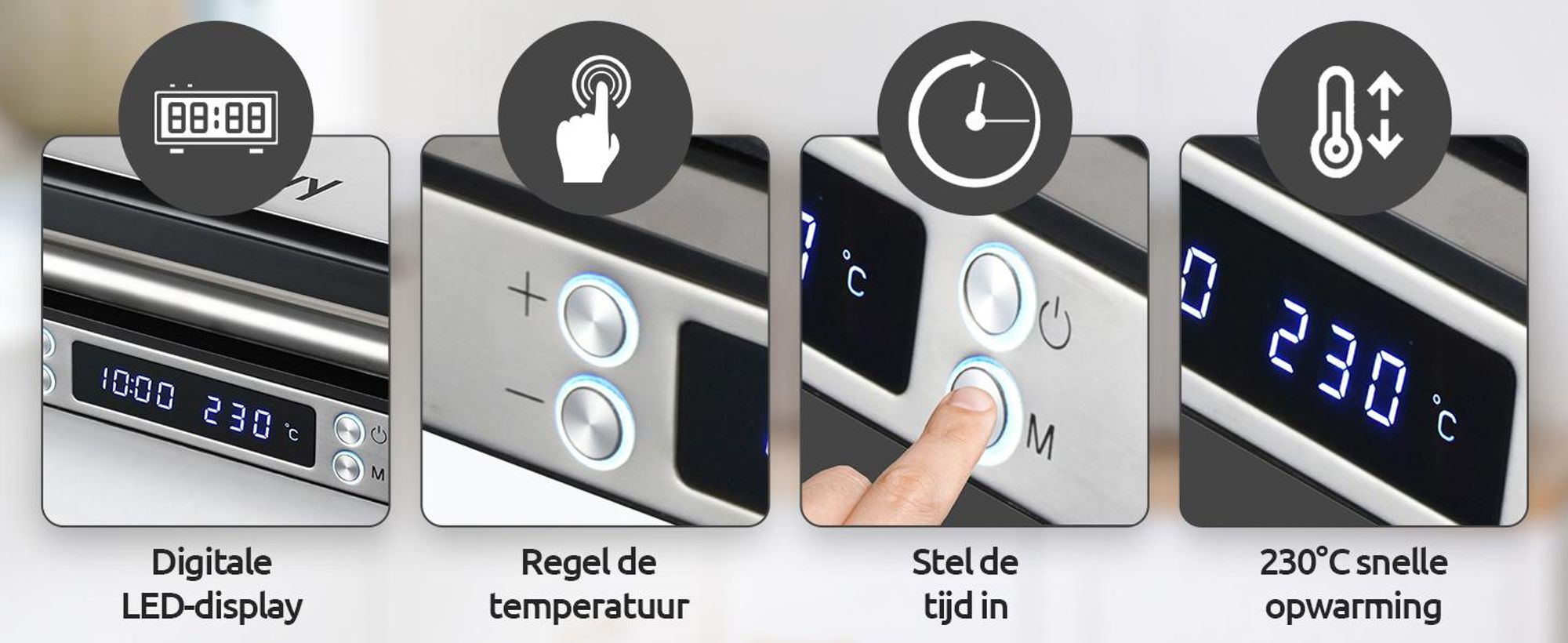 Olvy Contactgrill XXL 2000W – Sandwichmaker voor 4 sandwiches, paninimaker met 7 programma's, tafelgrill met display, PFAS-vrij, instelbaar tot 230°