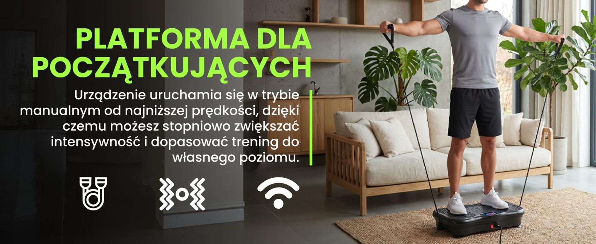 Platforma wibracyjna do ćwiczeń o mocy 150W z pilotem głośnikiem ekspanderem do 150 kg