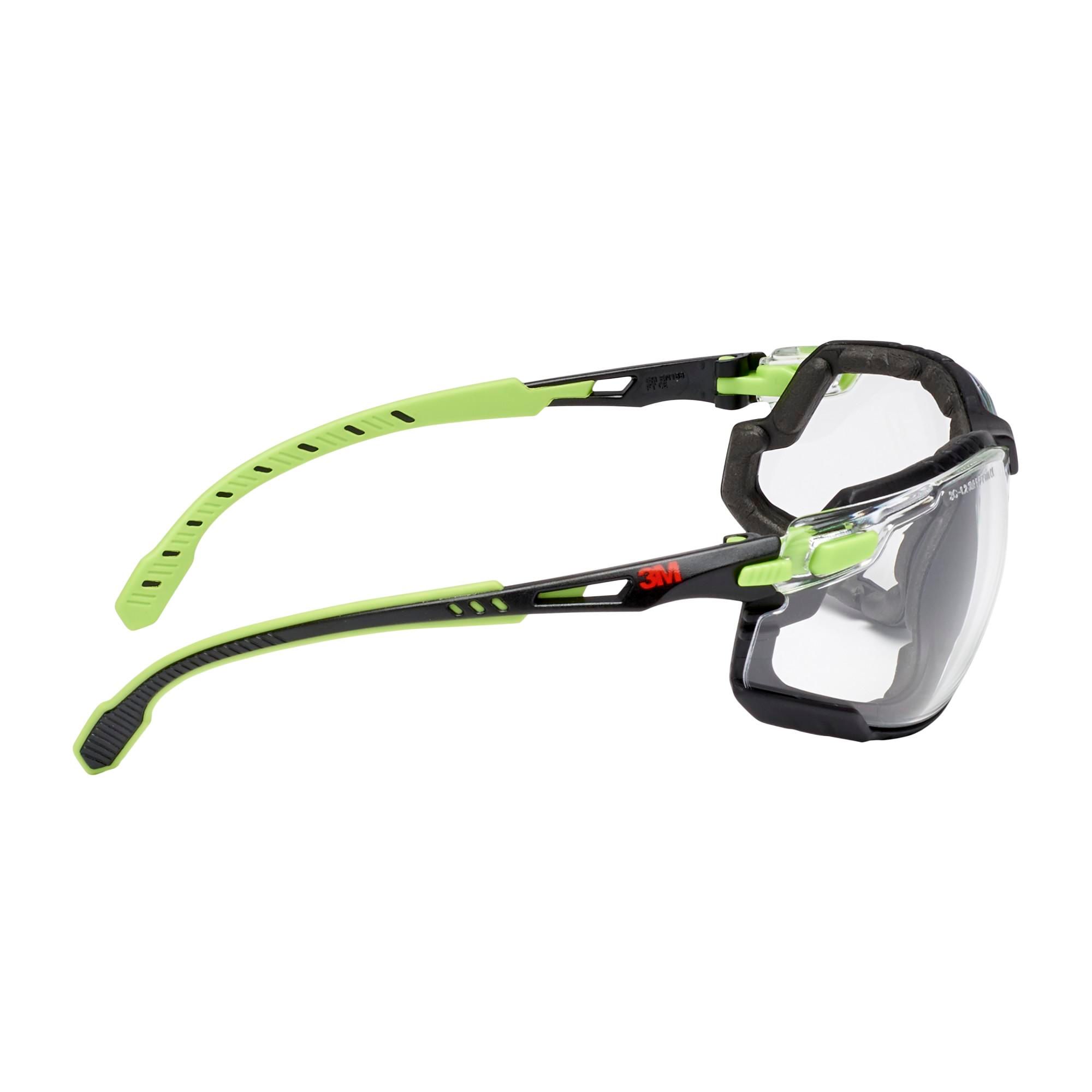 3M™ Solus™ Schutzbrille 1000 - Scotchgard™ Protector Antibeschlag-Beschichtung - Grün/Schwarz - Aufsteckbarer Schaumstoffdichtung Klarsichtscheibe