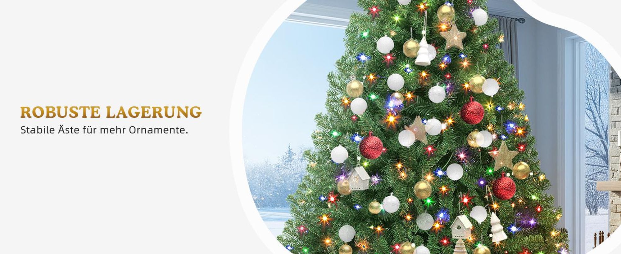 230cm Künstlicher Weihnachtsbaum mit 550 LED Beleuchtung, ca. 1100 Spitzen, Naturgetreu Kifer, Metallständer