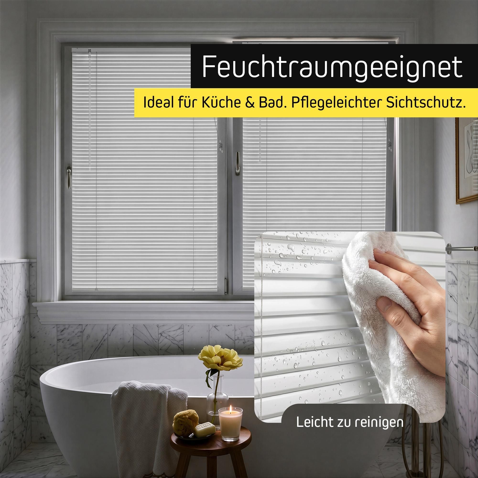 LightLess Prime Aluminium-Jalousie, 25 mm, verdunkelnd, 60 x 200 cm, weiß matt ohne Bohren, L-Lamellen, Sichtschutz & Hitzeschutz, robust, feuchtraumgeeignet, einfache Montage Victoria M.