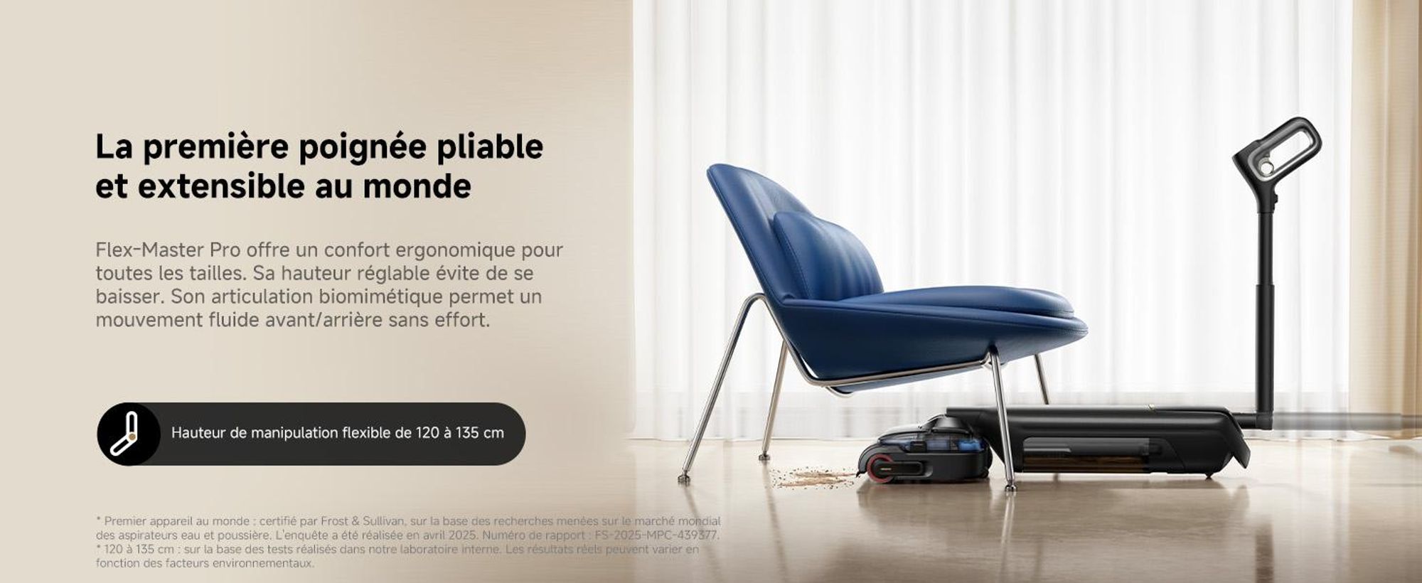 MOVA M50 Ultra Aspirateur eau et poussière, 22 000 Pa, EdgeCoverage™ IA, manche pliable, brosses 100 °C séchage rapide