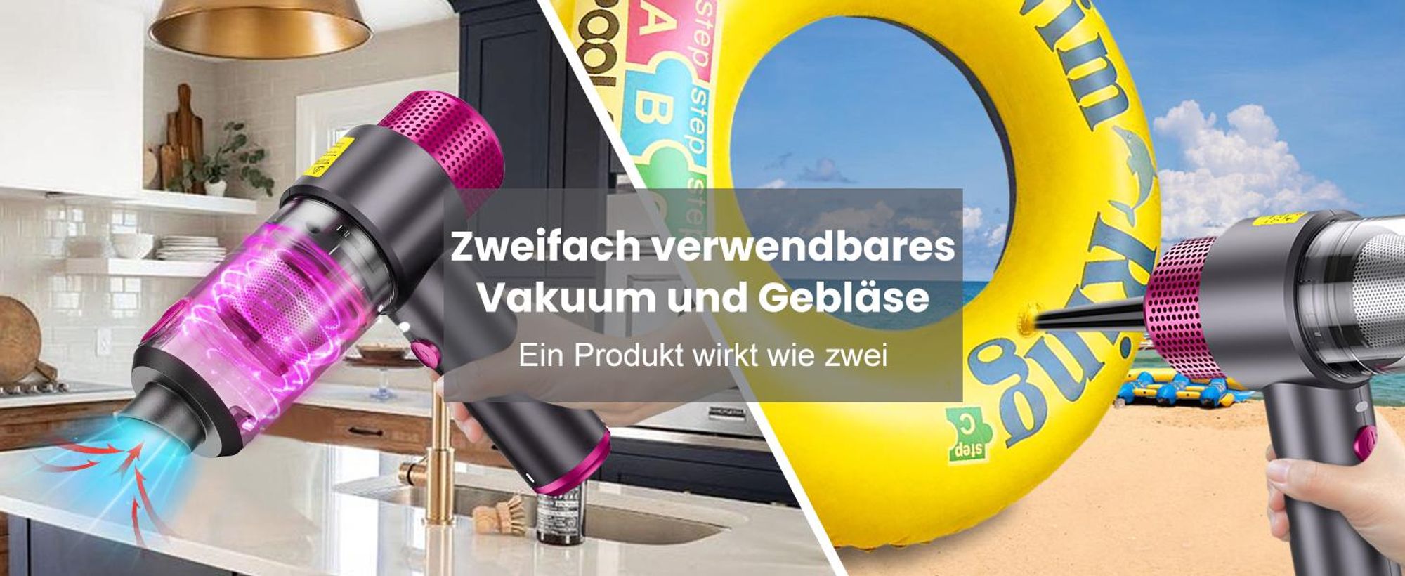 Handstaubsauger, Auto Staubsauger, 8000Pa Stark Autostaubsauger, Kabellos Handsauger, 2-In-1 Staubsauger & Gebläse, für Tierhaare, Auto, Haus