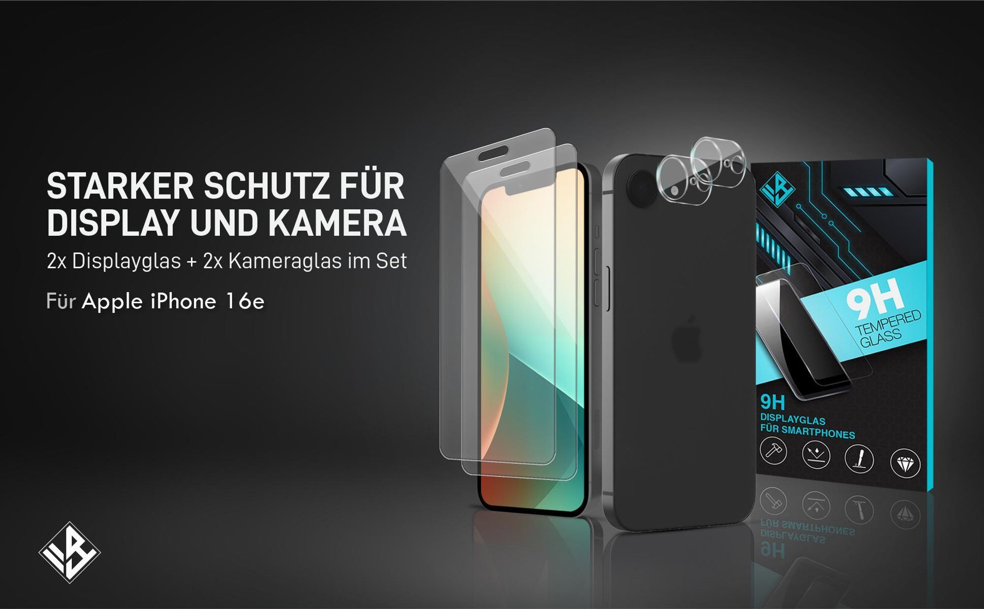 2er Set Kamera & Displayschutzglas für Apple iPhone 16e in 9H Härte