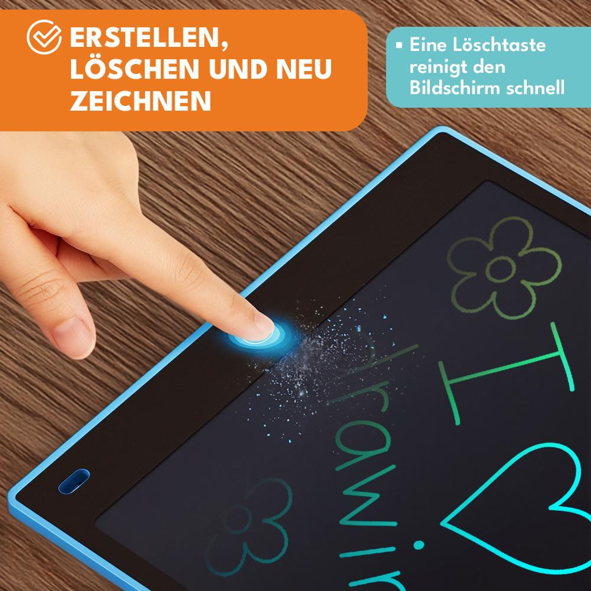 KRUMAD LCD Schreibtafel Kinder 2er Set 8 Zoll, Maltafel mit Stift Blau Rosa, Zeichenbrett Wiederverwendbar für Reisen