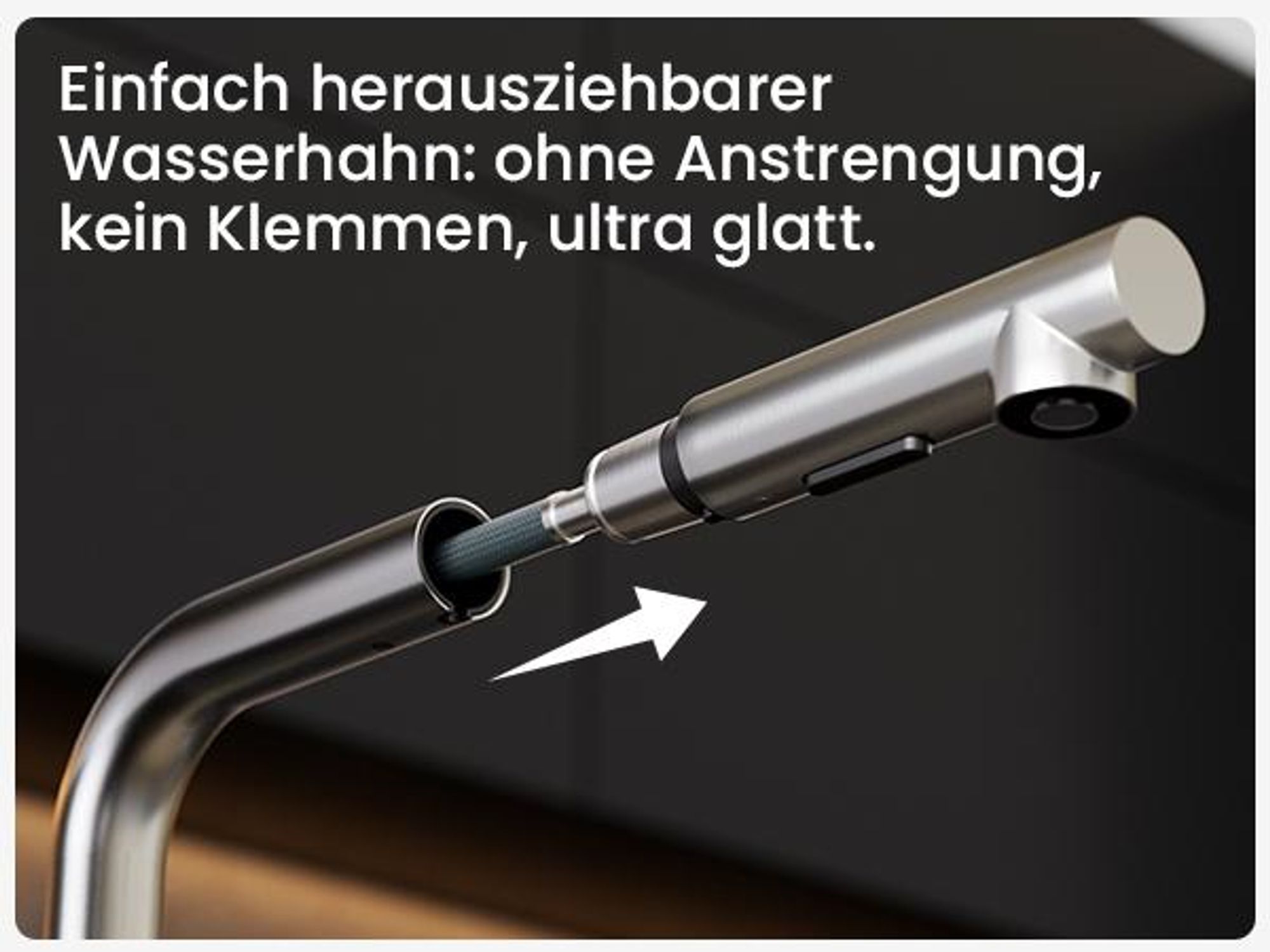 CECIPA MAX Küchenarmatur Ausziehbare Küchenarmatur mit Brause, Hochdruck-Mischbatterie für die Küche mit 2 Strahlarten, Spültischarmatur aus Edelstahl