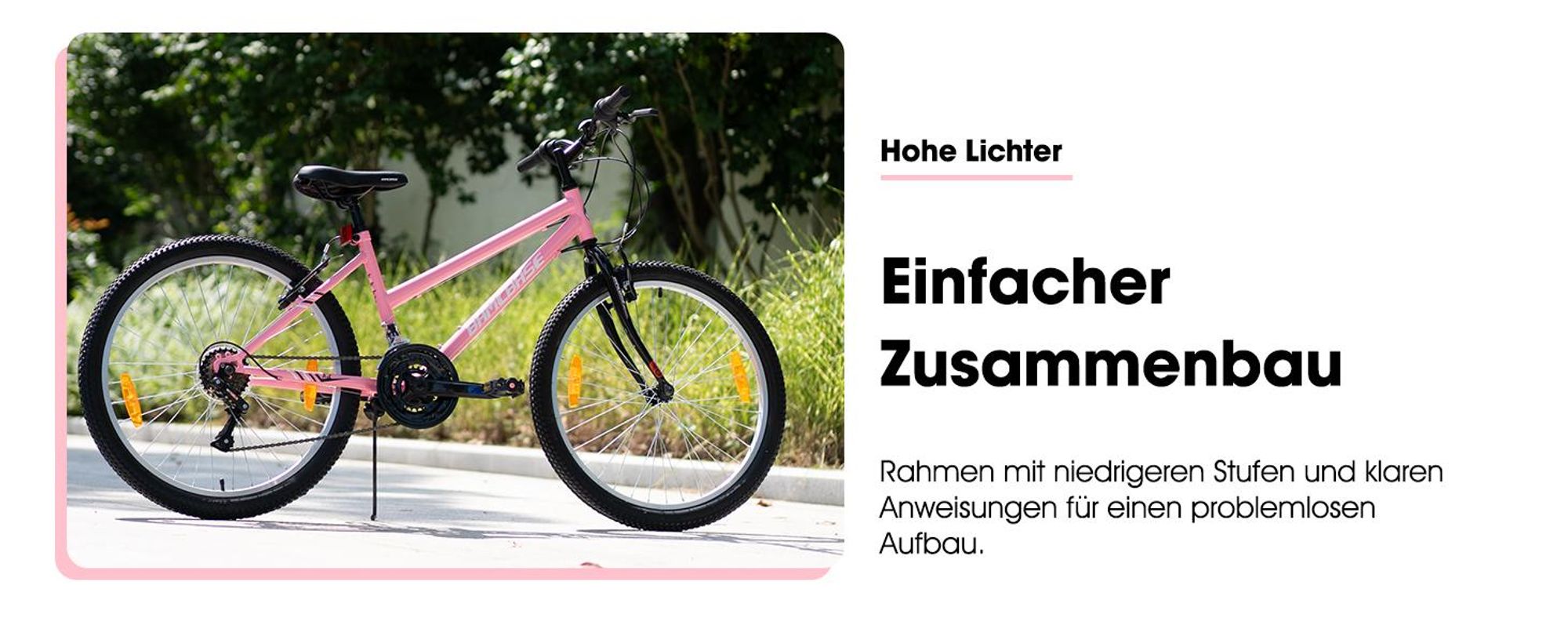 Hiland 24 Zoll Damen-Mountainbike, Fahrrad für Mädchen und Frauen, 18-Gang-MTB, Doppel-V-Bremsen, Rahmen aus Kohlenstoffstahl