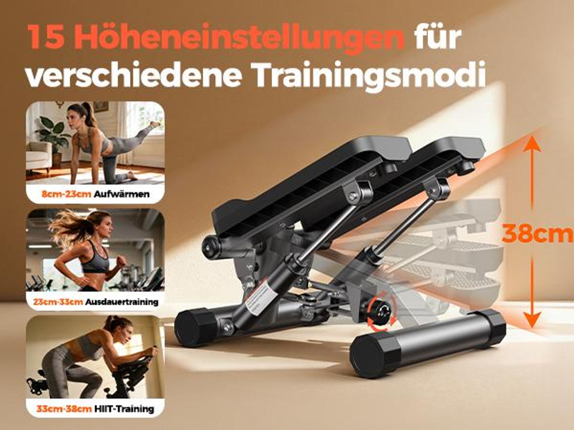 Sportsroyals Exercise Stair Stepper | Up-Down Swing Stepper mit Power Ropes | Bein/Arm/Gesäß Training | Home Office & Heimfitness