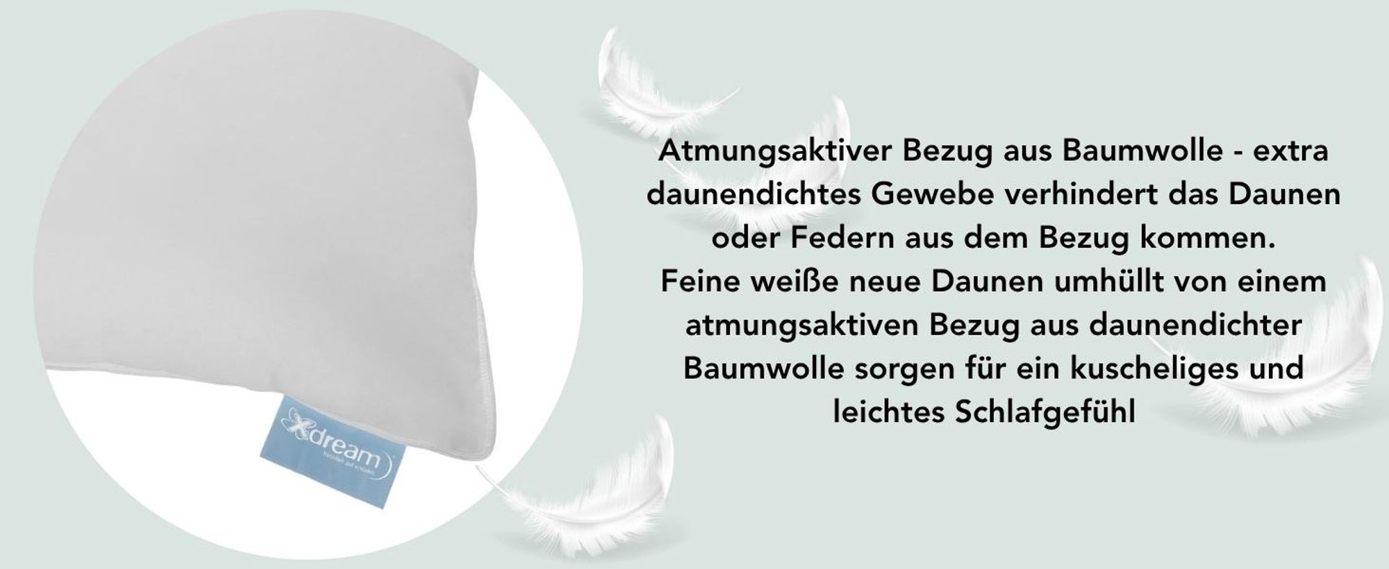 Premium Daunen Kopfkissen | 40 x 80 cm | XDREAM Daunenkissen