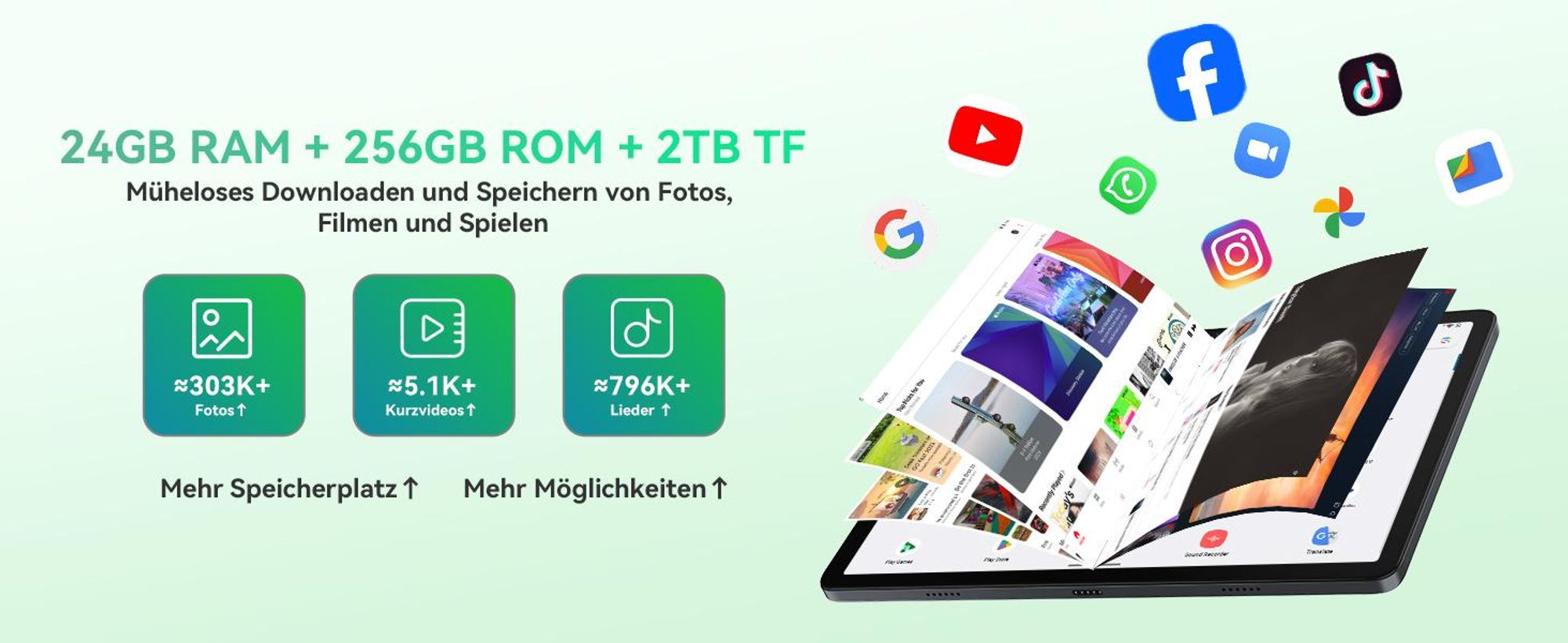 BESTTAB T20 10.1'' Android 16 Set Tablet, 24GB(8+16GB Erweiterbar) RAM+256GB ROM(2TB TF), mit Hülle/Stift/Maus/Tastatur, Widevine L1, 5G WiFi