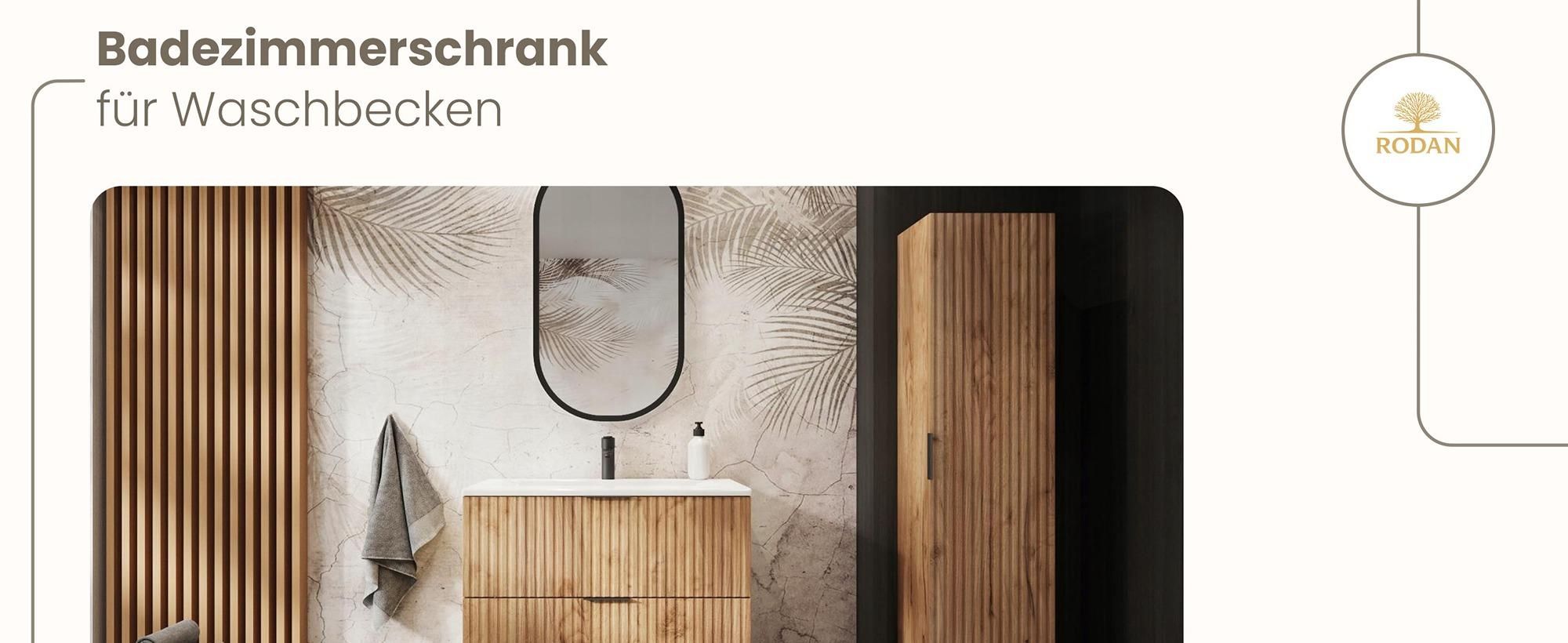 Badmöbel, Waschbeckenunterschrank, Badezimmerschränke, RODAN, Badschrank, Waschbecken, Bad