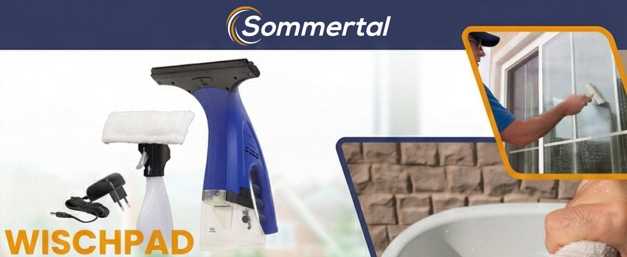 Fenstersauger Set mit Sprühflasche & Mikrofaserpad | Akku Fensterreiniger 1600Pa | 25 Min Laufzeit, 250ml Tank | Streifenfreie Reinigung für Fenster