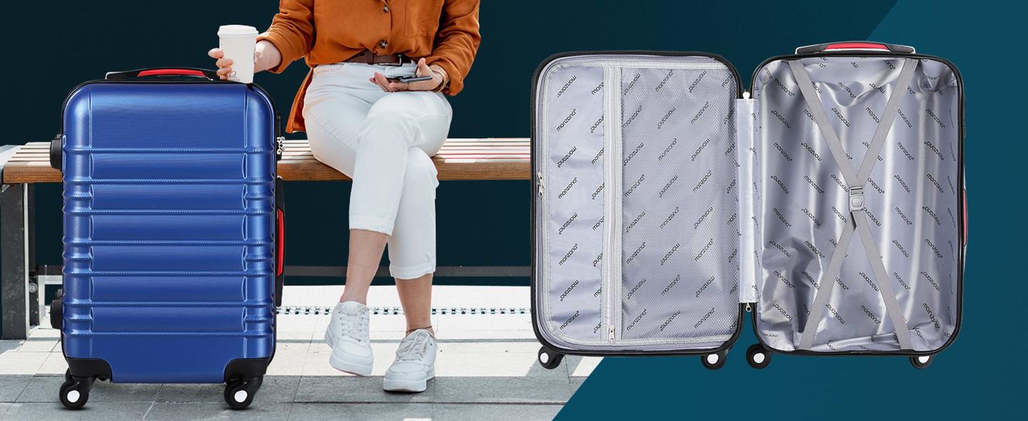 MONZANA® Kofferset 4tlg Hartschalen Koffer S-M-L-XL Gel-Griffe 4 Rollen ABS Hardcase Schloss Füße Trolley Rollkoffer Reisekoffer Set Navy