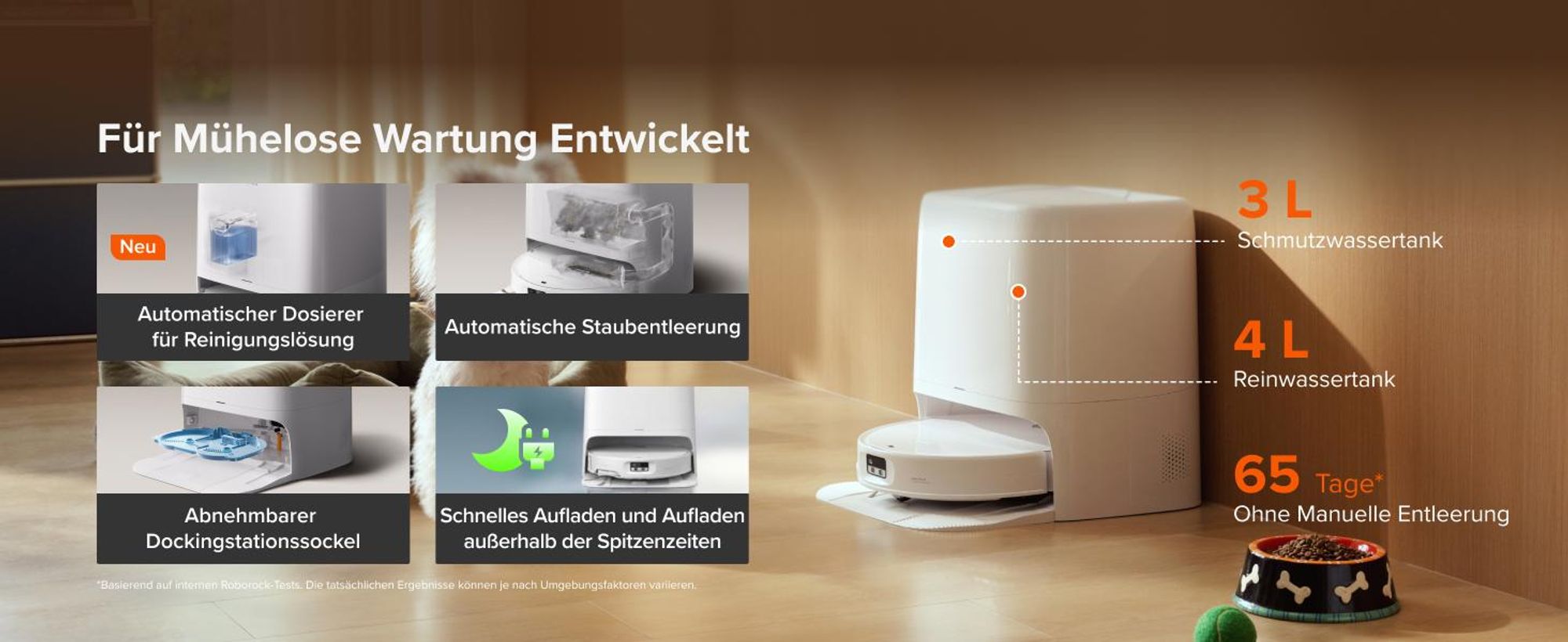 Roborock Saros 20 Neo Set Saugroboter mit Wischfunktion, 36.000 Pa, Dual Zero-Tangle-System, FlexiArm Technologie 100°C Heißwasser-Moppwäsche, Weiß