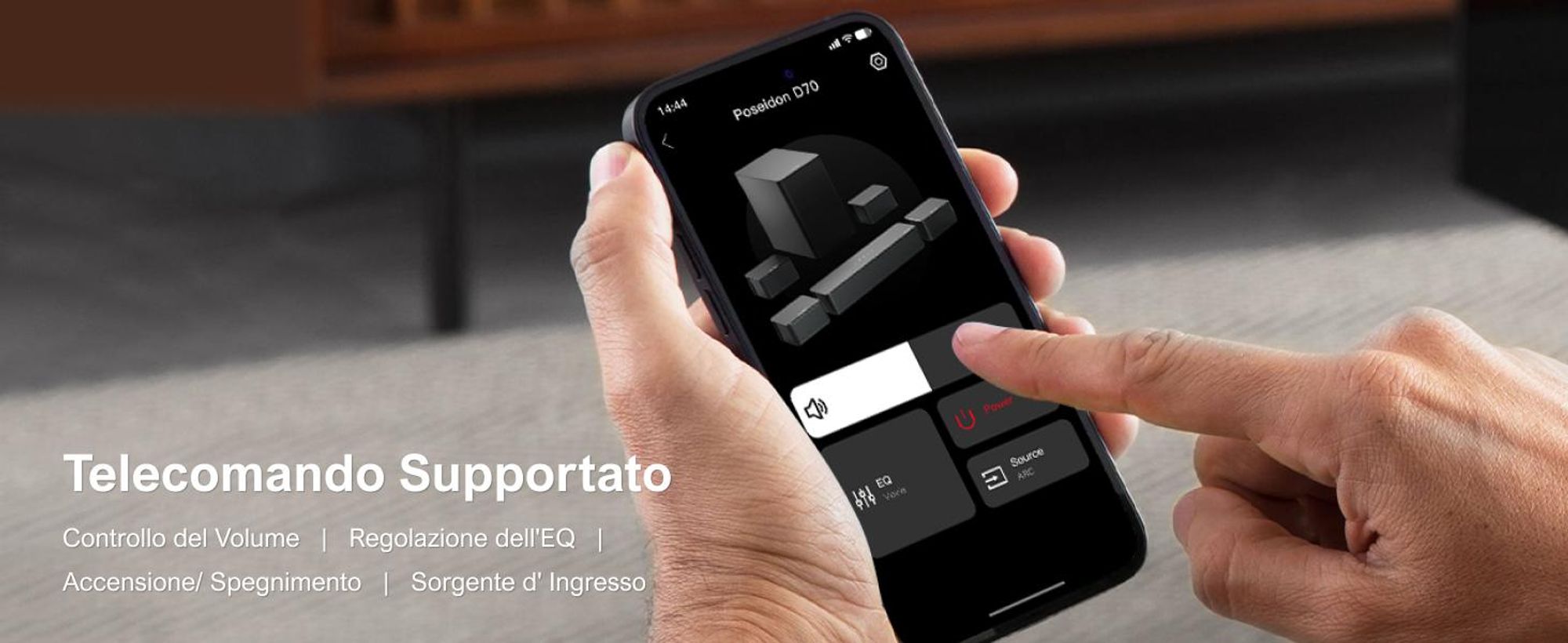 Sistema audio surround virtuale ULTIMEA 7.1 per TV, potenza di picco 410 W, soundbar con subwoofer regolabile e cassa surround, controllo APP