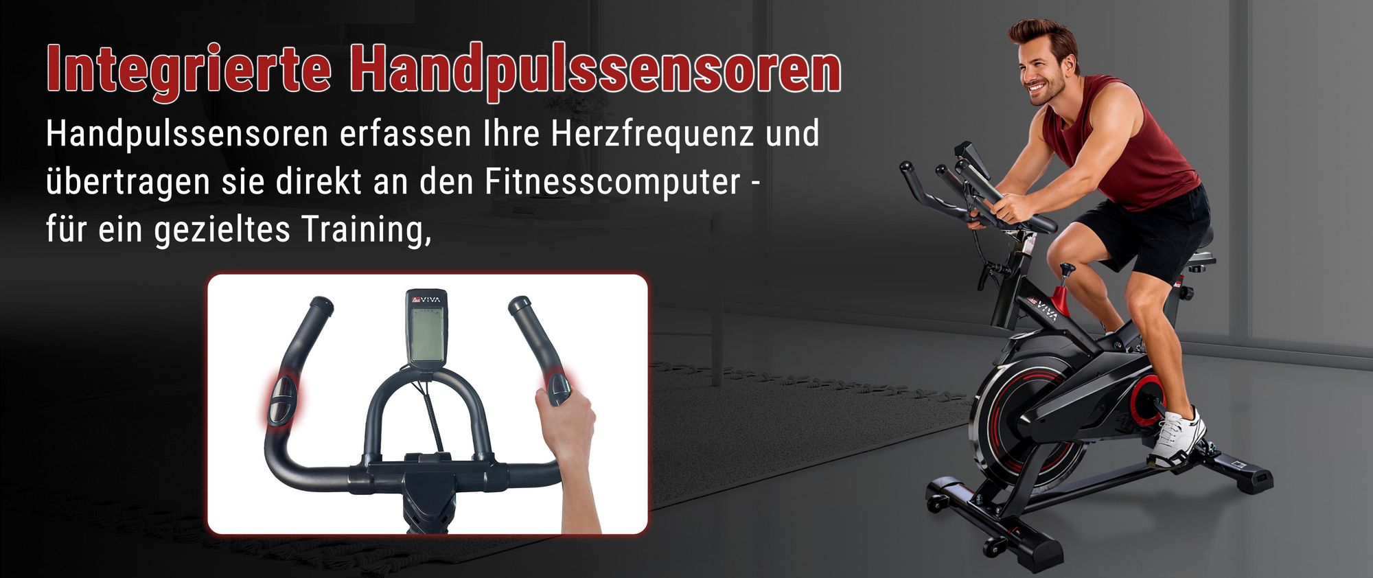 AsVIVA S11 Indoor-Cycle Speedbike, leise, stufenlos, mit Handpulssensor