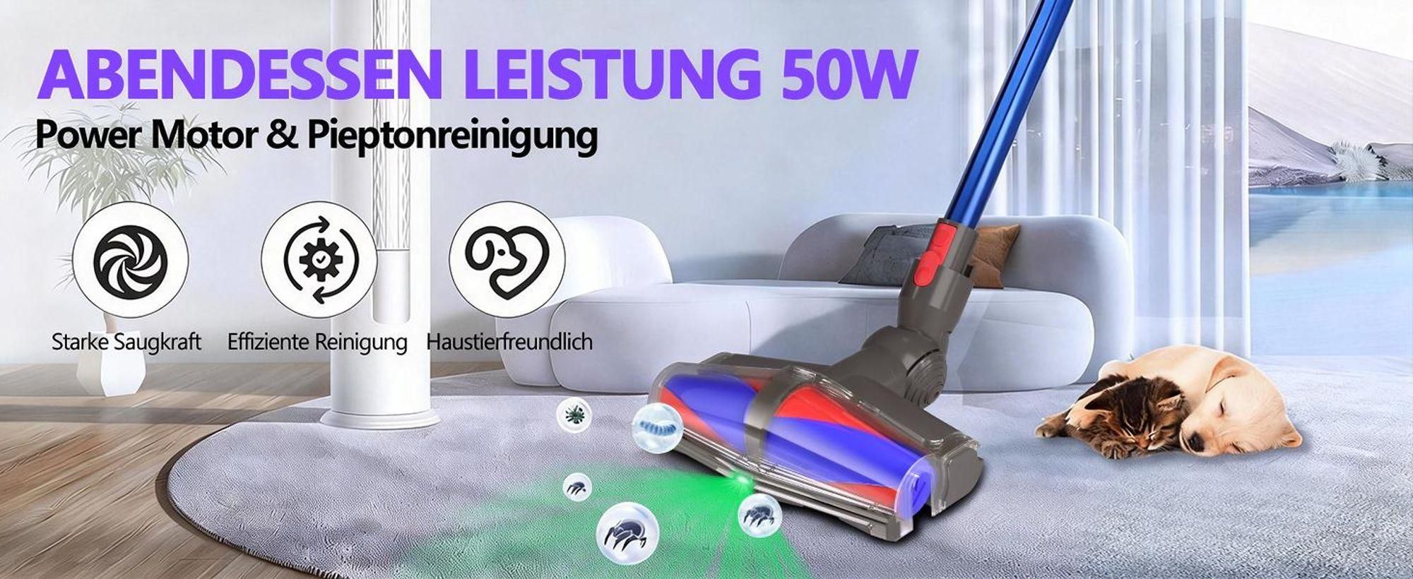 Bürste für Dyson V7,V8,V10,V11,V15 Staubsauger Elektrobürste mit Doppelroller, Anti-Haar-Tangle-Roller, Laser-LED für Hartboden und KurzflorigeTepp