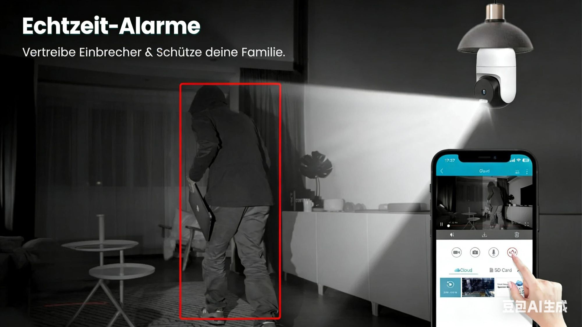 2.5K/4MP Überwachungskamera Aussen Akku,glühbirnen-kamera 360°, 2.4GHz WLAN IP Kamera Outdoor Intelligente PIR-Personenerkennung Nachtsicht in Farbe