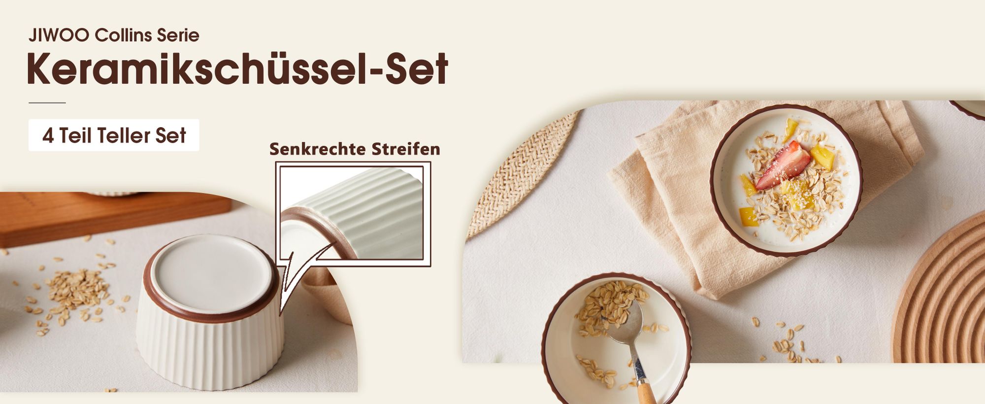Schale set 4er Ø11 cm Keramik Müslischale Reisschalen Servierschale Schalen für 4 Personen Matt-Glasur Bowl Mikrowellen- und Spülmaschinenfest