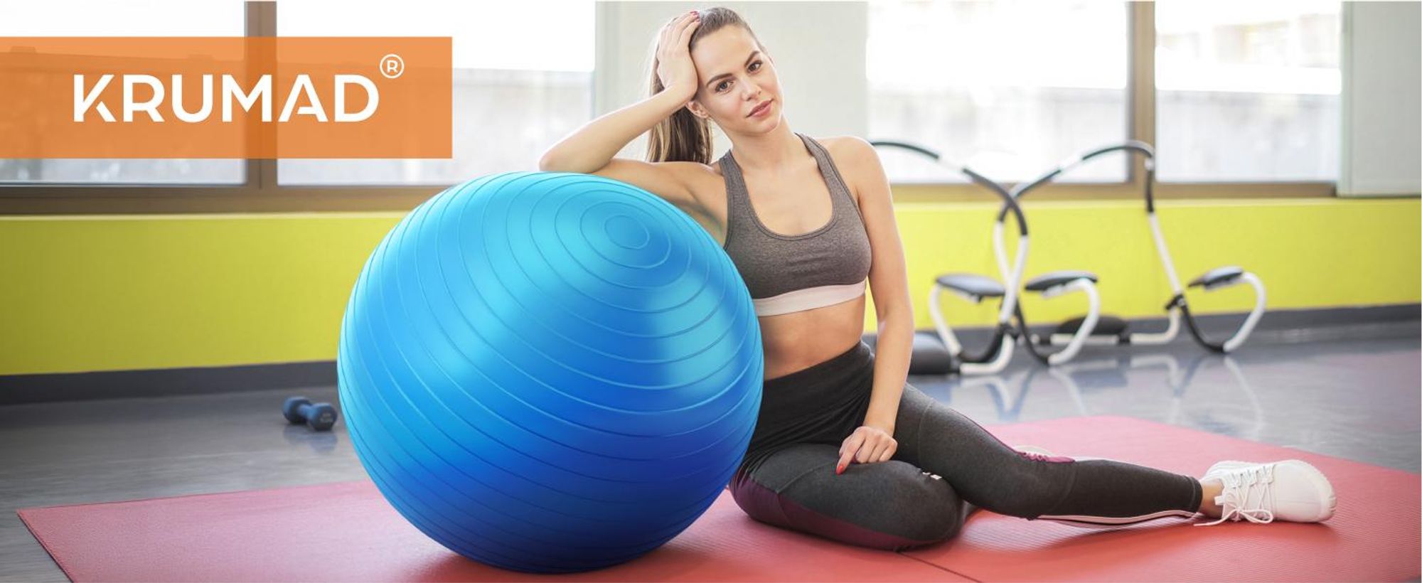 KRUMAD Gymnastikball 65 cm, Fitnessball Pilates Ball Sitzball, Anti-Burst Trainingsball mit Anti-Rutsch Oberfläche, Yoga und Gymnastik