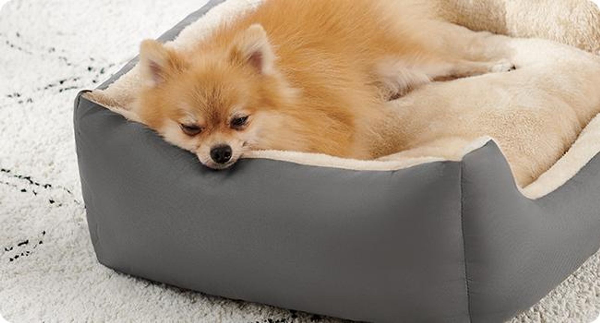 FEANDREA Hundebett, Hundekorb mit Wendekissen, 70 x 55 x 21 cm, grau