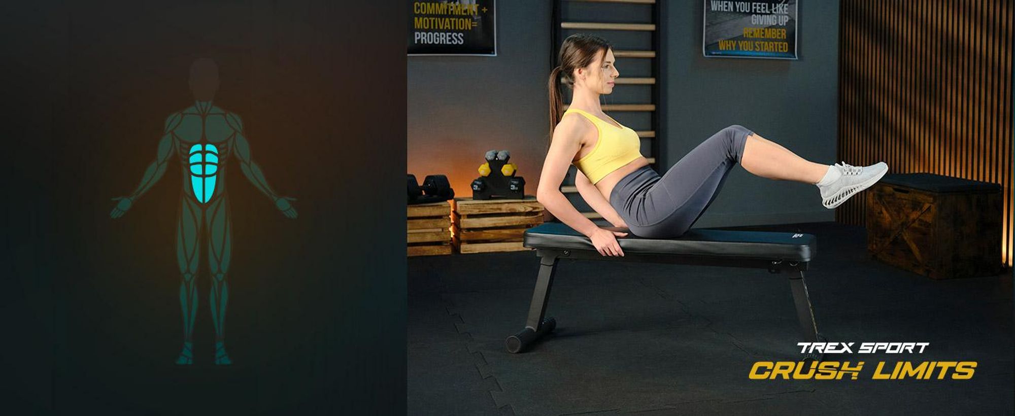 TREX SPORT Flachbank TX-100B | Hantelbank klappbar für Krafttraining | Home Gym Trainingsbank für Bankdrücken | Stahlrahmen, rutschfest, gepolstert