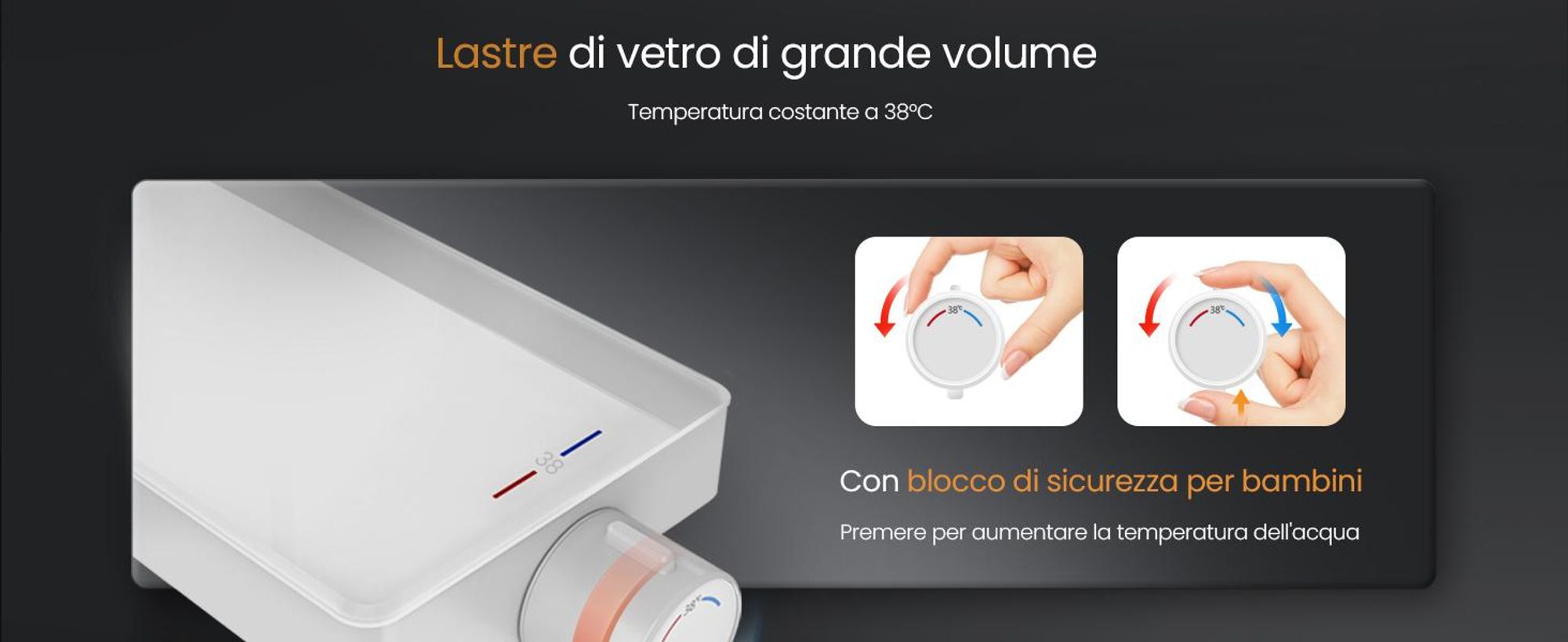 Sistema doccia EMKE con termostato 38℃ - set di rubinetteria per doccia in acciaio inox, doccetta a 3 getti, pannello doccia, doccia a pioggia, rubinetteria per vasca e doccia, bianco F22