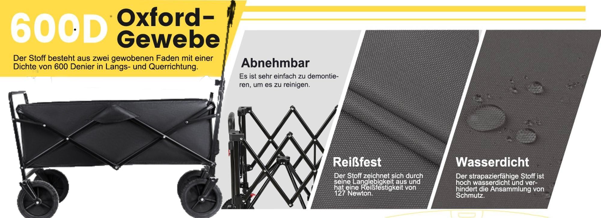 Handwagen faltbar, Bollerwagen, Gartenwagen, kompakt, mit Spannnetz, bis 150 kg belastbar (ohne Bollerwagen)