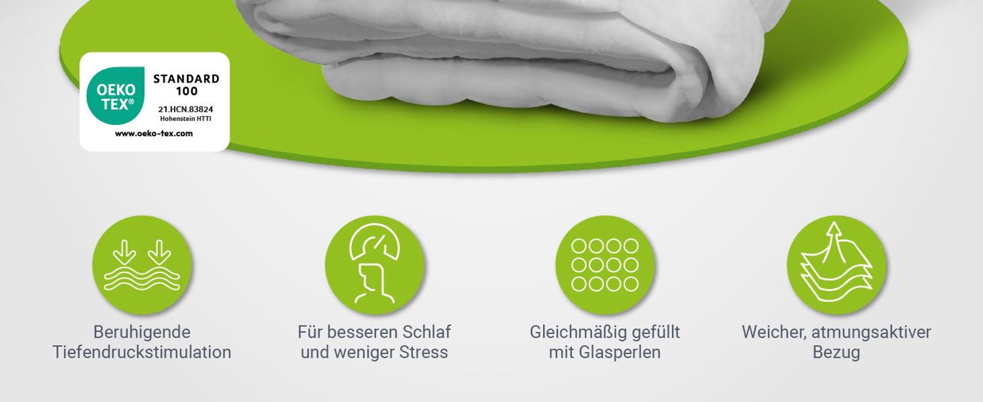 Juskys Gewichtsdecke 135x200 – weiß, schwere Therapiedecke gegen Unruhe – 7 kg