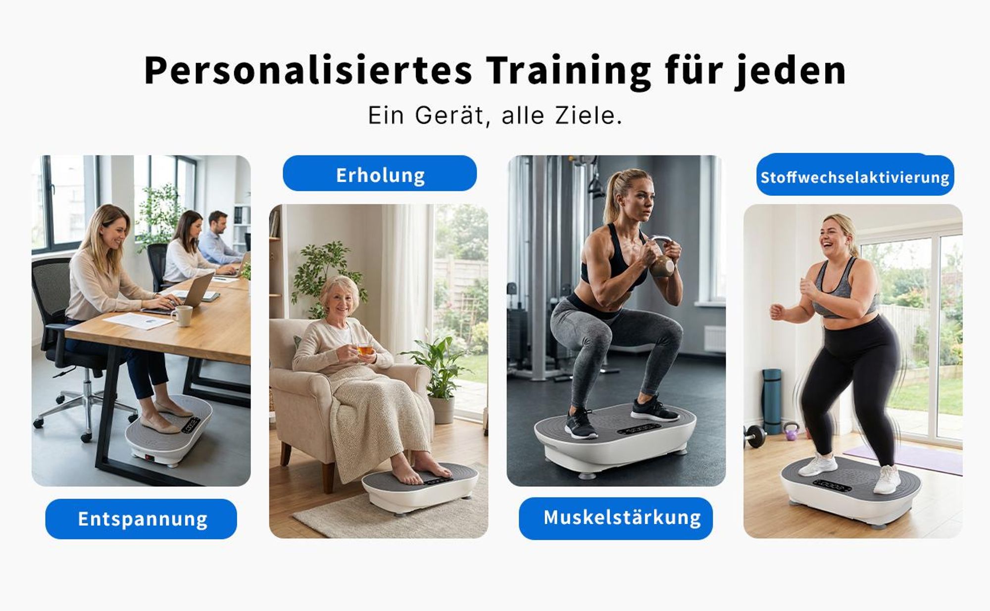 Vibrationsplatte, leise und Kompakte Vibrationsplatte mit LED-Display, mit Fernbedienung, für Ganzkörpertraining zu Hause, bis 158 kg
