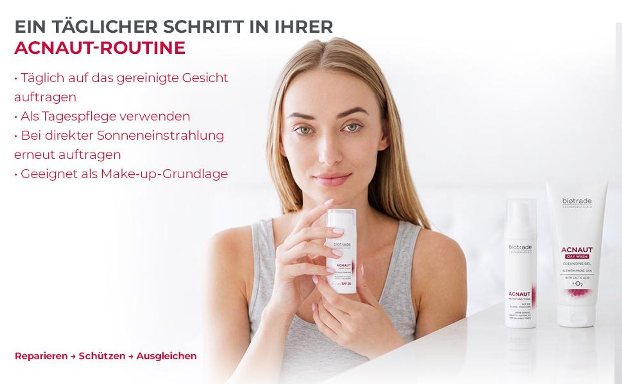 Biotrade Acnaut Aufbauende Creme Für Haut mit Rötungen und Unreinheiten nach Akne SPF 30