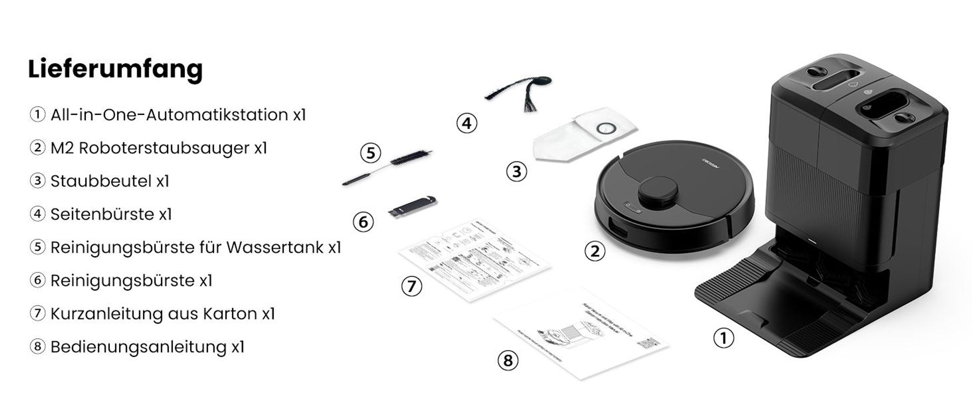 AIRROBO M2 Staubsauger Roboter, 10000Pa Saugroboter, Anti-Tangle-Bürsten, Wischroboter mit Lifting-Mopp