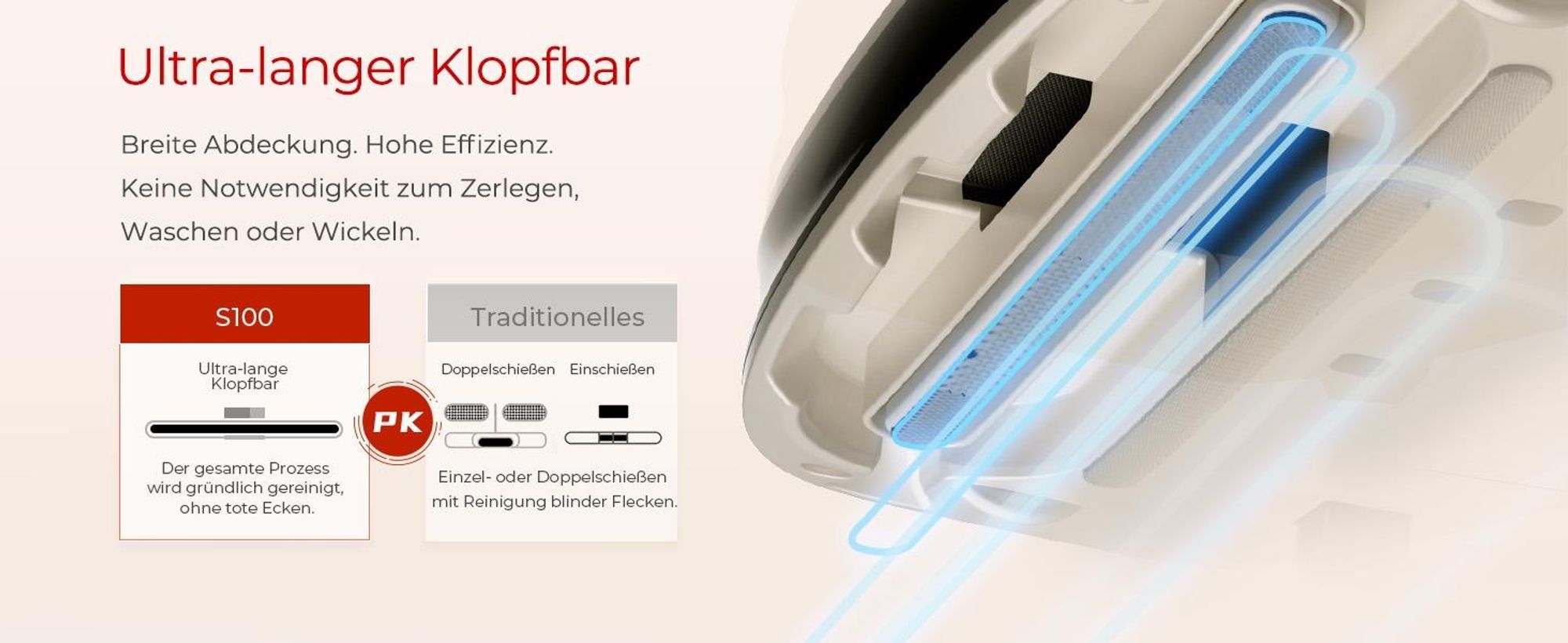 JIGOO S100 Matratzenstaubsauger: 350W, 12kPa, 80k/min Klopfen, UV-C 253.7nm, 55°C Heißluft, 99,9% Milbenentfernung