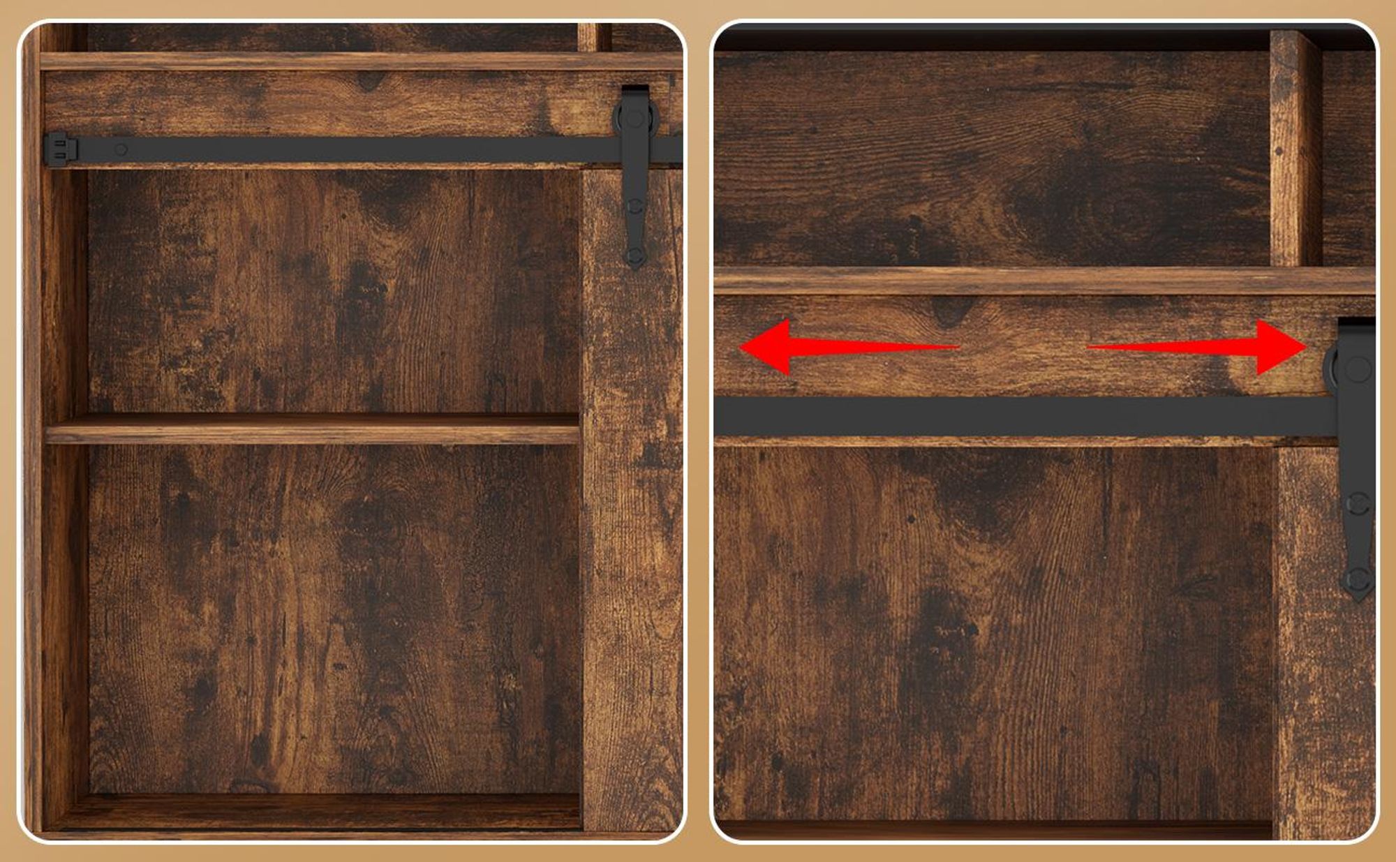 HOMAVO HG1-L Sideboard – 4 Schubladen, 2 Schiebetüren, 2 offene Fächer, pflegeleichte Melaminoberfläche,Holz, ideal für Wohnzimmer & Esszimmer