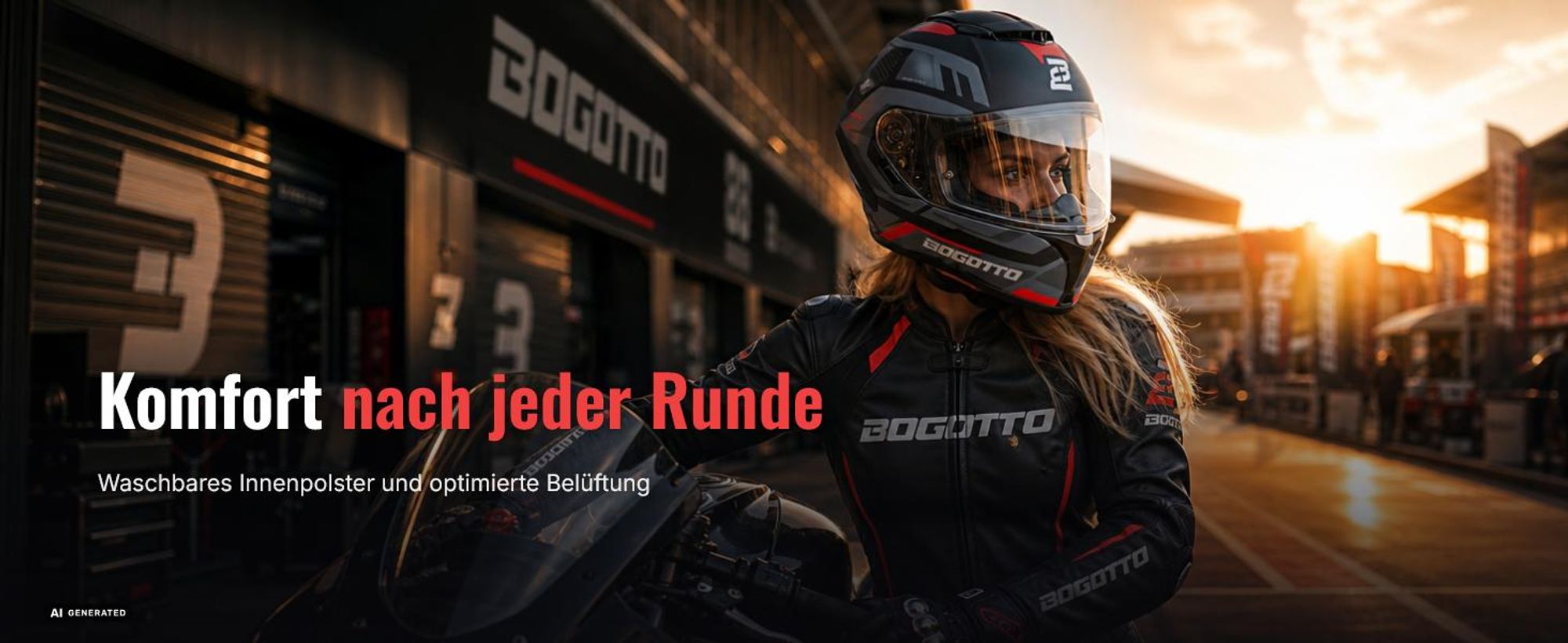 Bogotto Phantom Codex Fiberglass Helm, schwarz/grau/rot, XL (61/62)