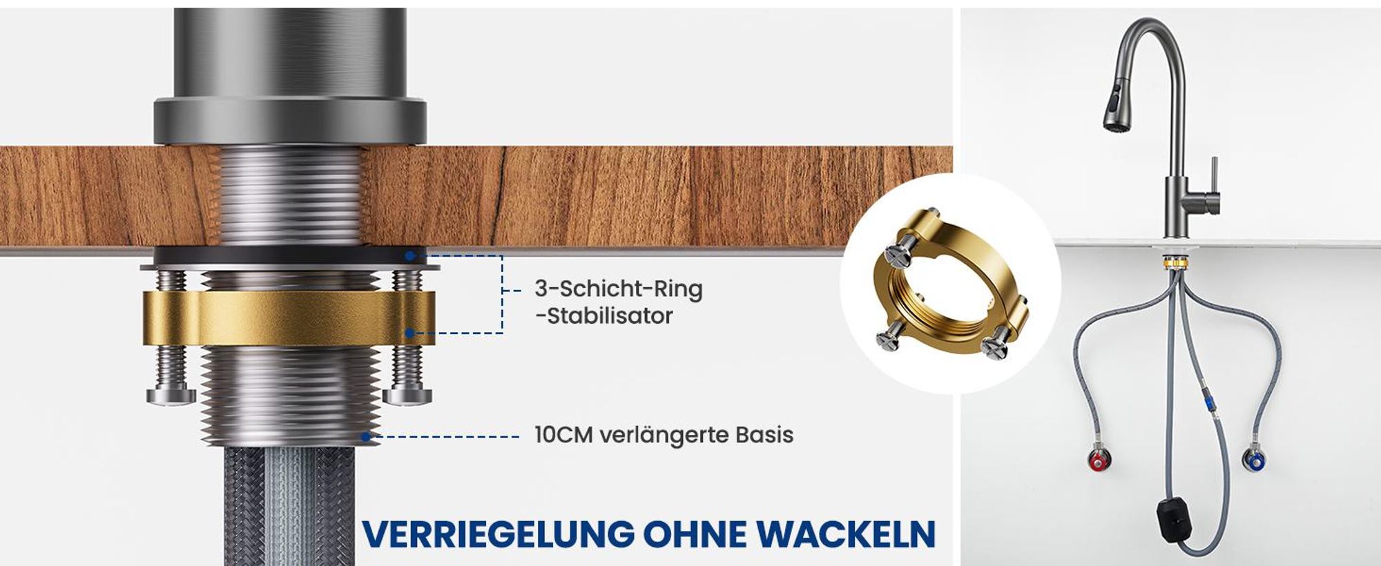 Küchenarmatur Grau, Ausziehbar Wasserhahn Küche mit 2 Strahlarten, hochdruckarmatur, Cecipa MAX Wasserhahn für Spülbecken, 304 Edelstahl Mischbatterie