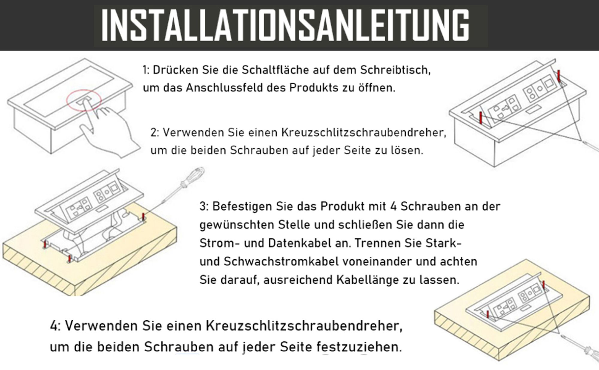 Aluminium Versenkte Einbausteckdose, 3500W/16A, 2 Fach Tischplatte Steckdose mit 2 USB, Tischsteckdose Mehrfachsteckdose für Arbeitsplatte Küche Büro