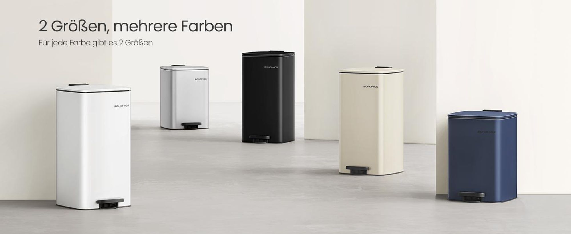 SONGMICS Mülleimer Küche, Tretmülleimer, mit Inneneimer, Offenhaltefunktion