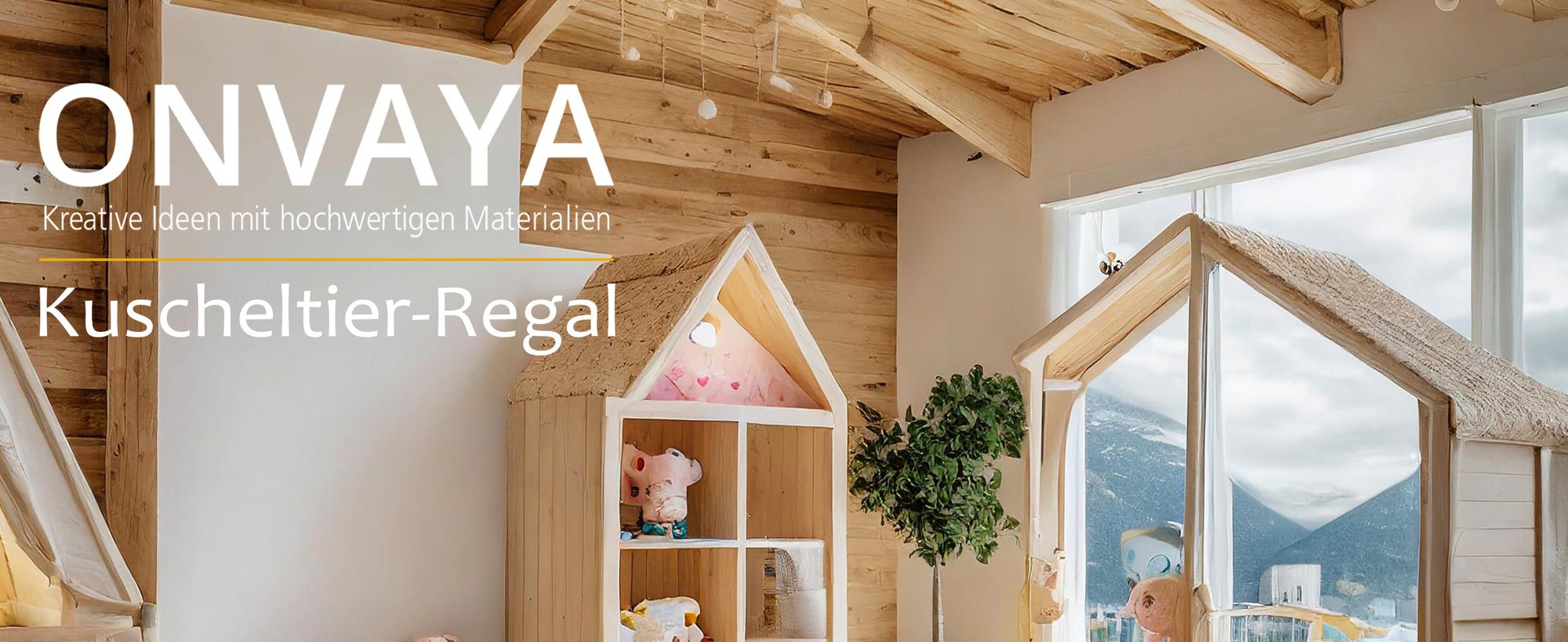 ONVAYA® Kuscheltier-Regal ǀ platzsparend ǀ große Kapazität ǀ Echtholz mit elastischen Gummibändern ǀ Hängeregal für das Kinderzimmer zur Kuscheltier-Aufbewahrung