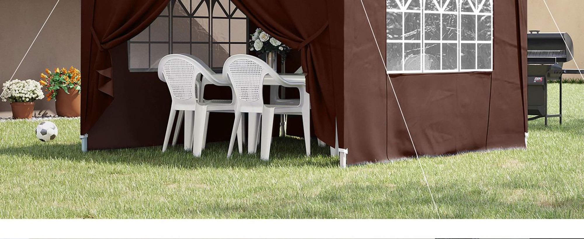 Outsunny Pavillon ca.3x3m, wasserabweisend Stabil Winterfest Pop-up Faltpavillon