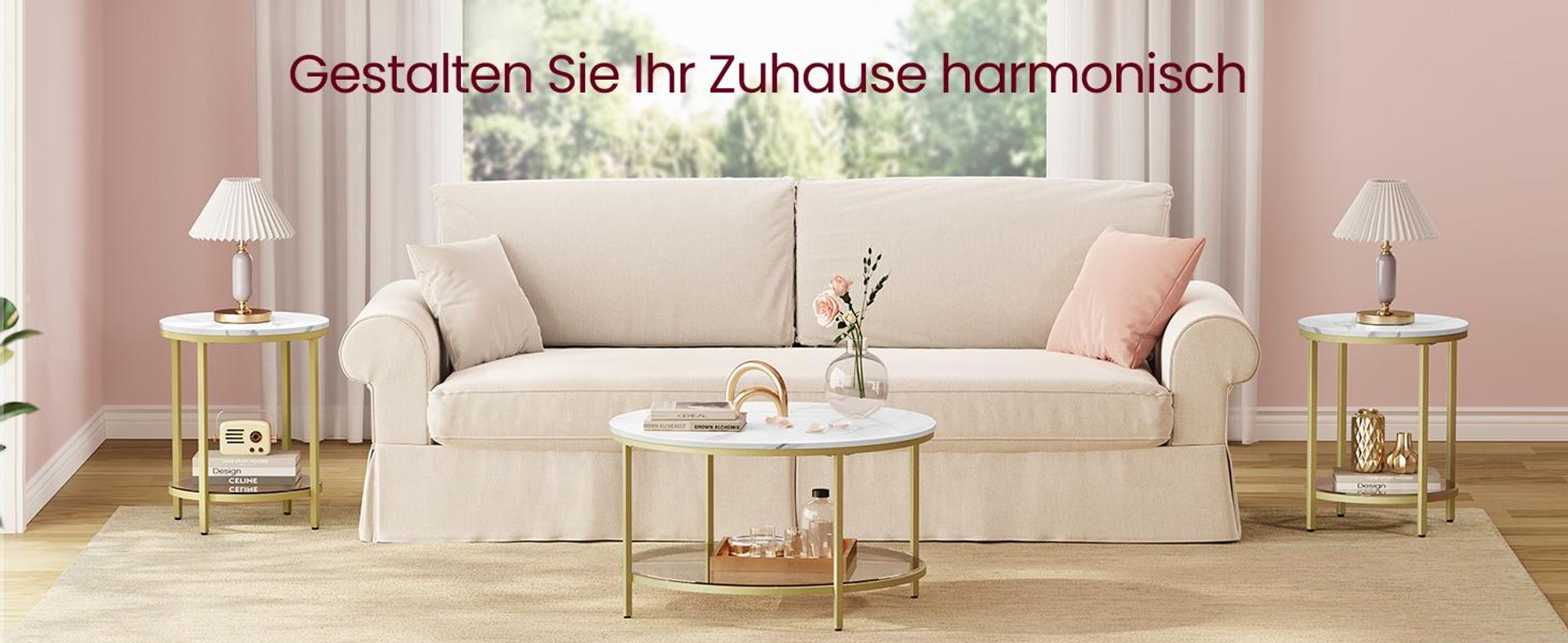 VASAGLE Beistelltisch, Nachttisch mit 2 Ebenen, Holzspanplatte, Hartglas