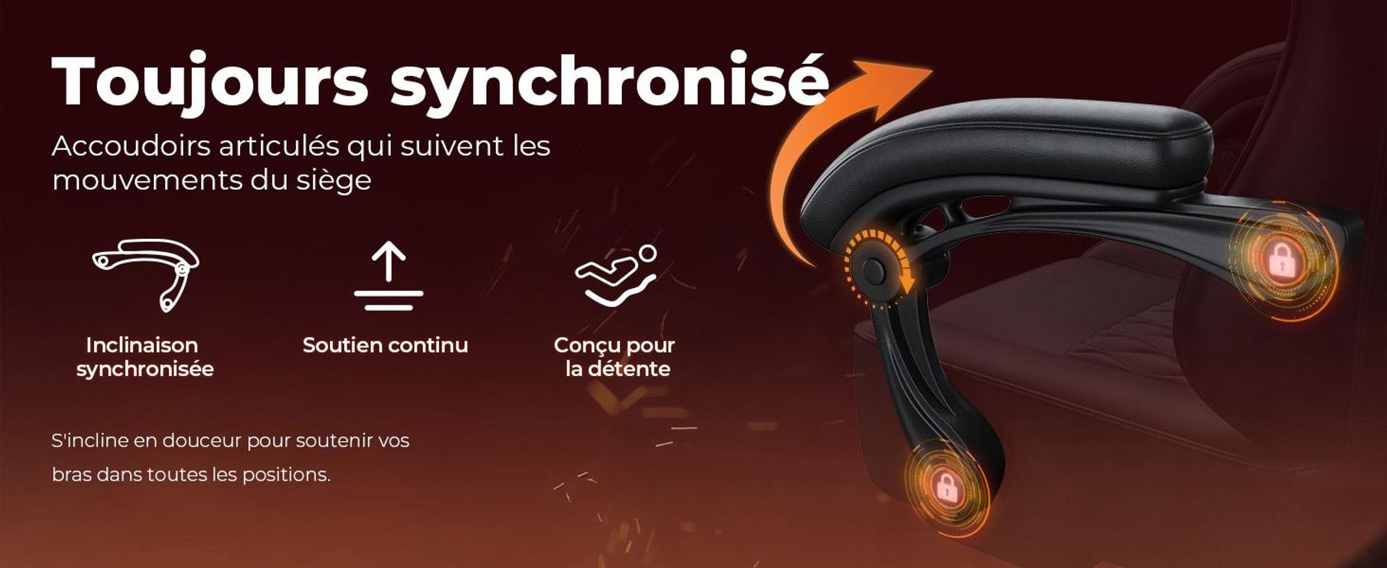 Fauteuil gaming GTPLAYER, fauteuil de bureau, fauteuil PC ergonomique, fauteuil pivotant réglable en hauteur, accoudoirs avec mécanisme synchrone, coussin lombaire, appui-tête